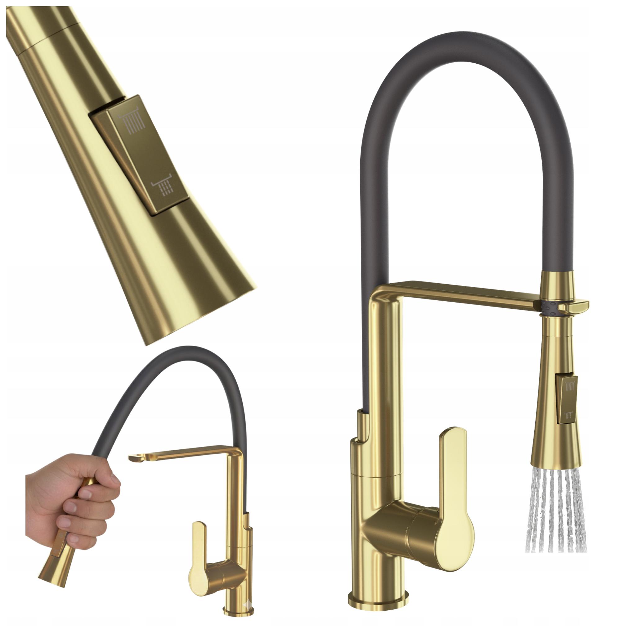 Kuchynská batéria Kran Set 43 cm Vegas Zlato brúsená Výtok Ohybná