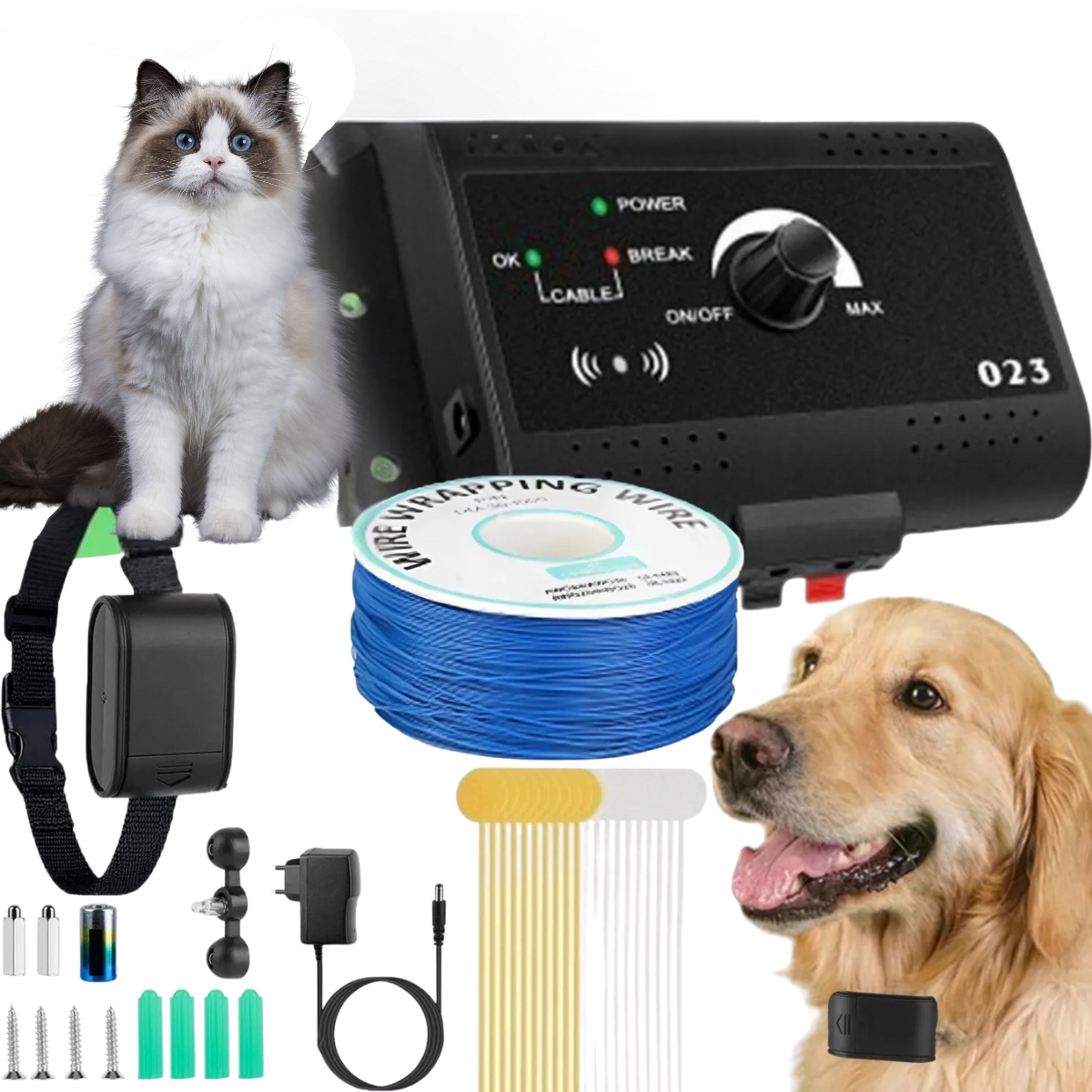 Levně Elektronický Ohradník Pro Psa Pro Kočku Kotec Oplocení Obojek Set