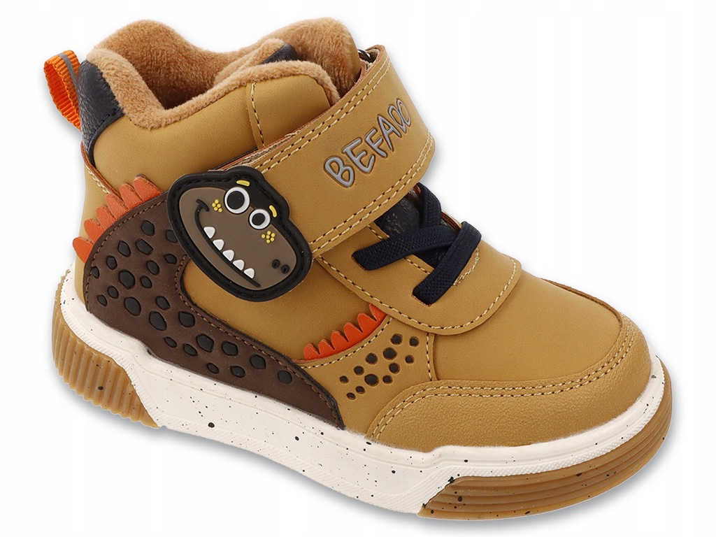 trzewiki chłopięce brązowe sneakersy za kostkę z dinozaurem r.23 Befado