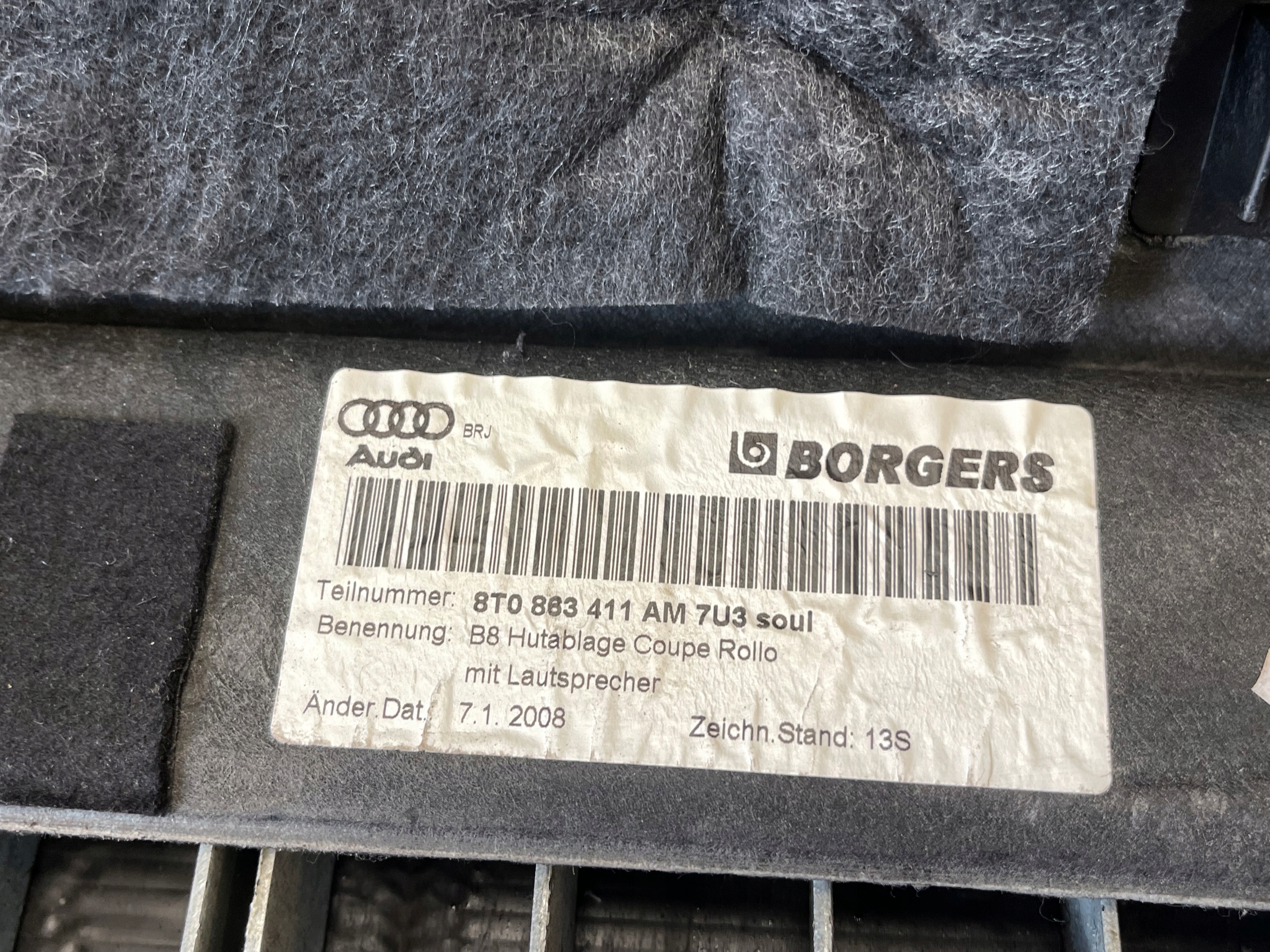 plato rear plato boot AUDI A5 8T 8T0863411AM