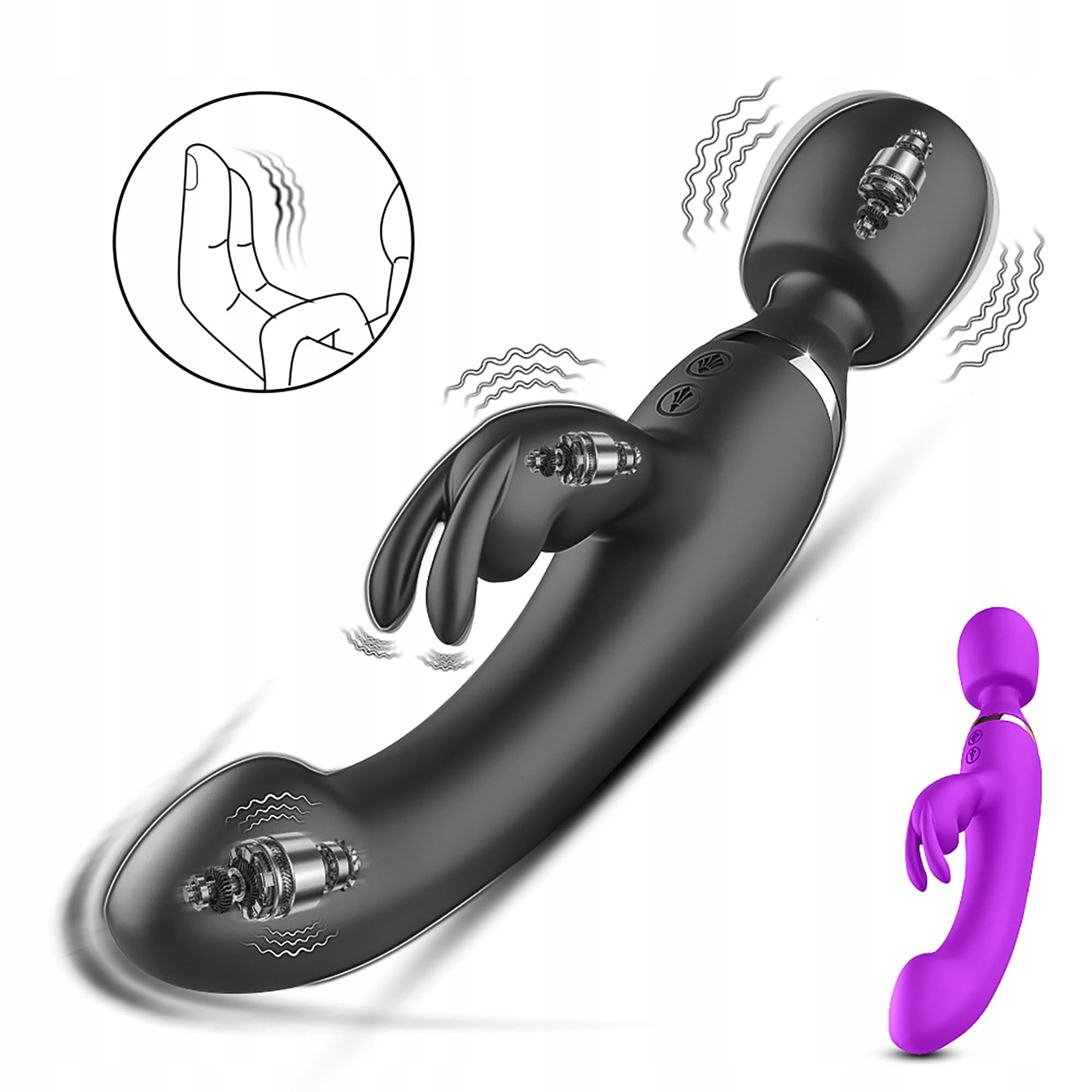 TOUNID Wibrator 3w1 Dla Kobiet G Punkt Klitoris Analny Stymulator Czarne — miniatura 9