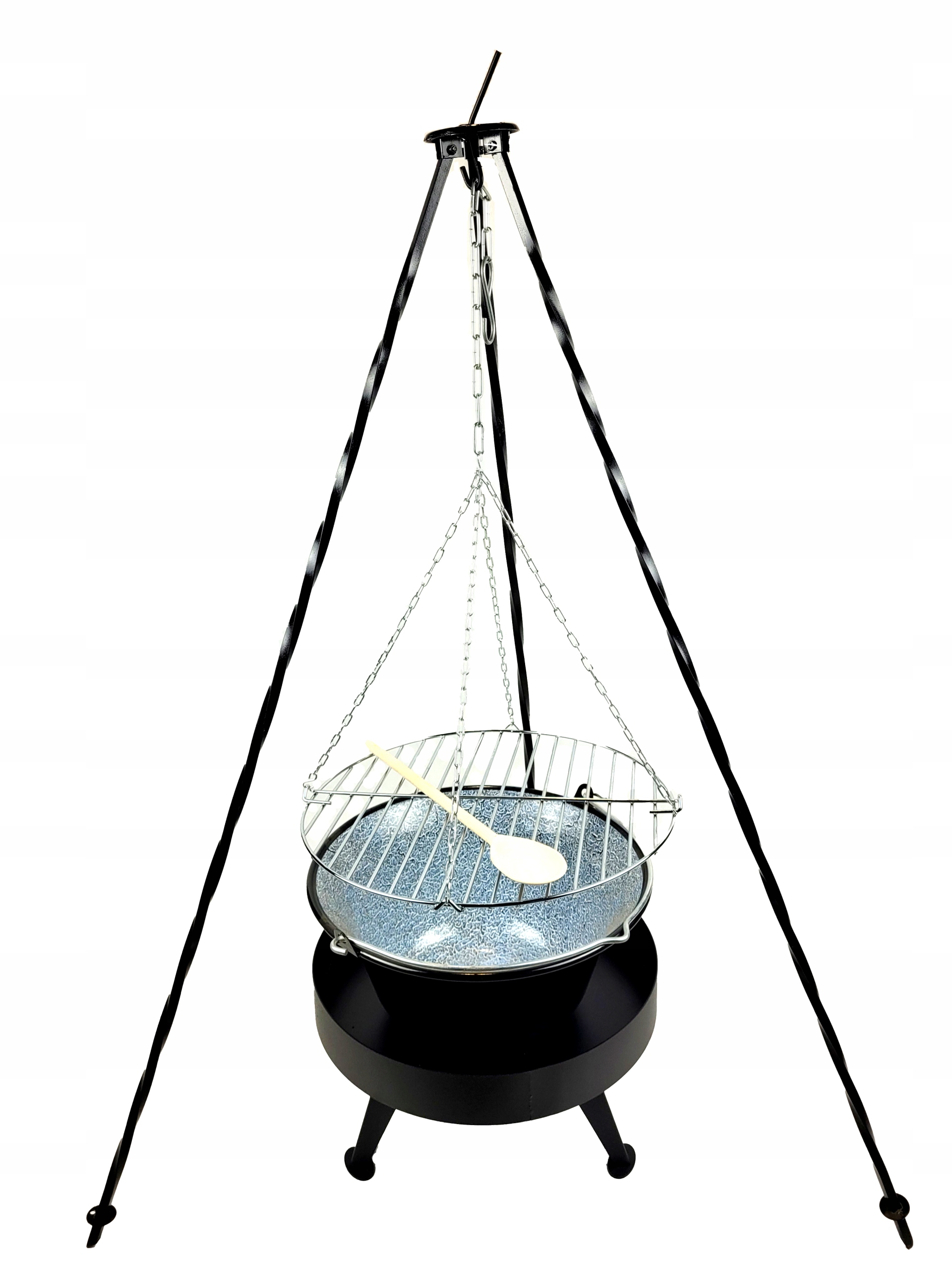 Gril 120 cm ohnisko 40 rošt 40 cm smaltovaný kotlík na guláš 8 l