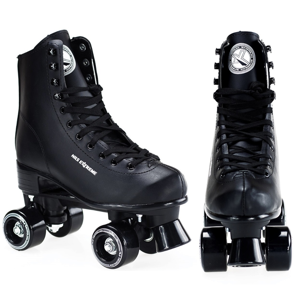 Kolečkové Brusle Klasické Retro Černé Rekreační Šněrovací Nils