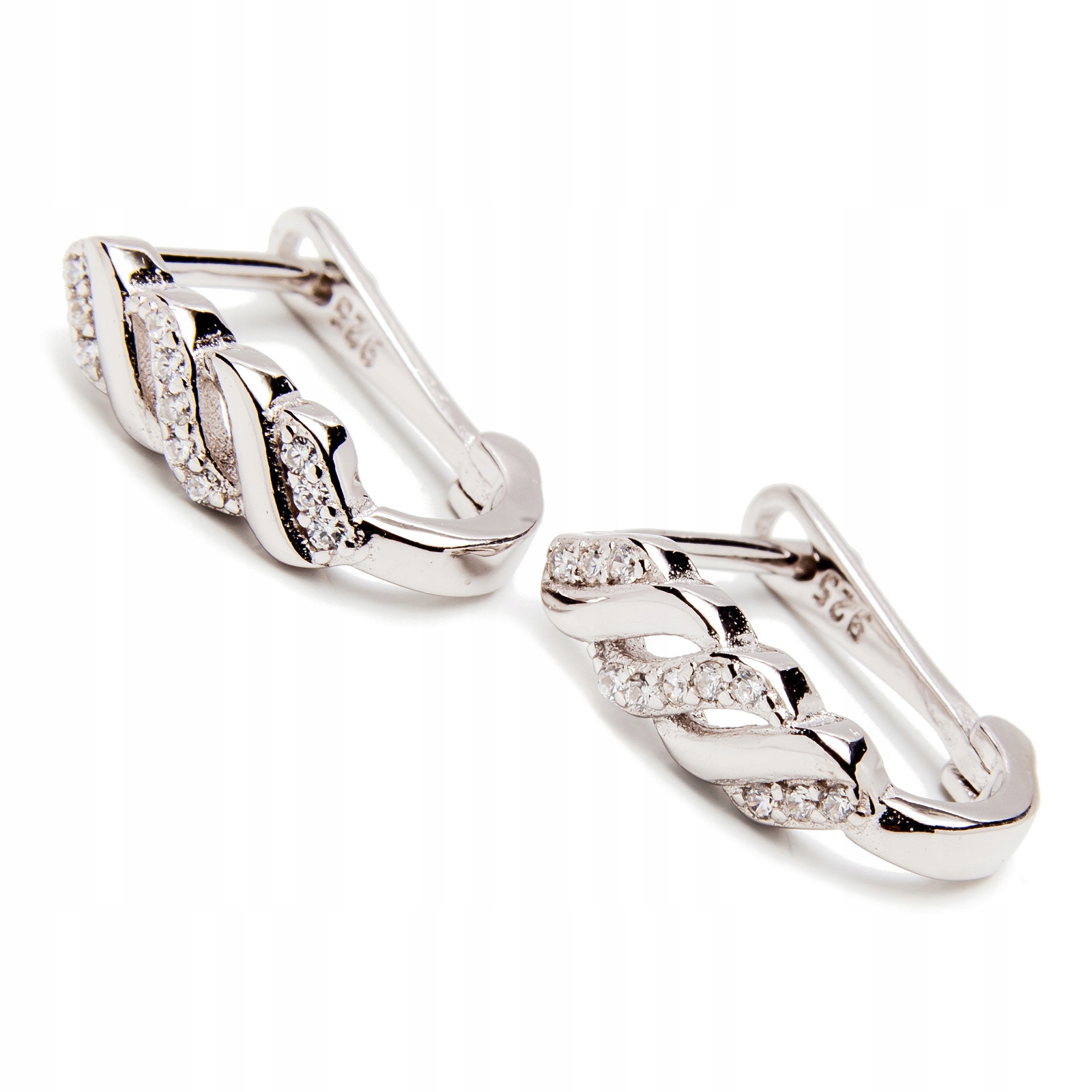 Stříbrné náušnice 925 s proplétanými zirkony