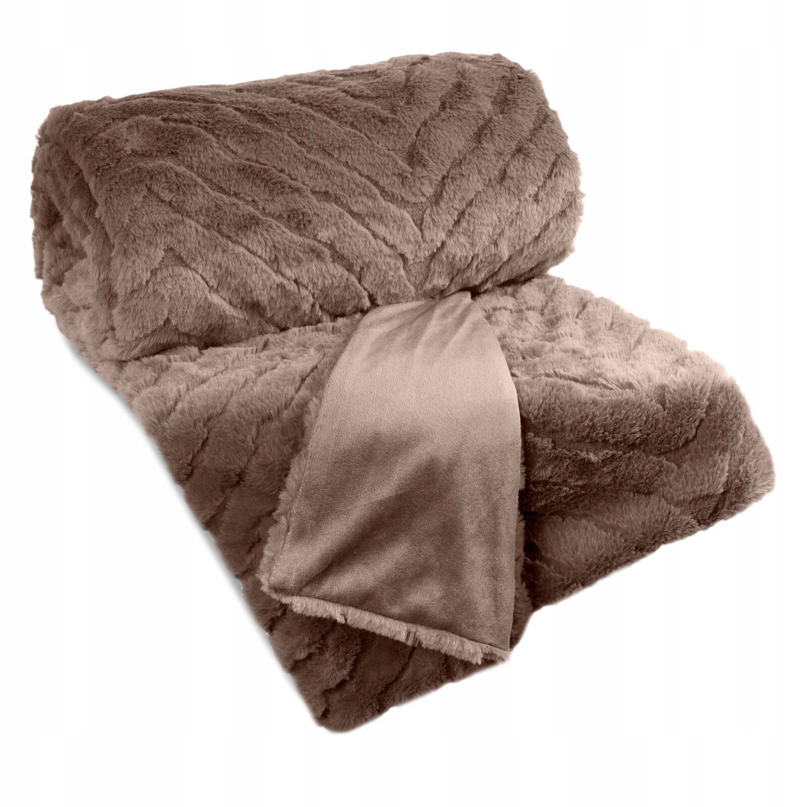 Deka přehoz Kate 150x200 Tmavě béžová kožešinová nadýchaná s 3D efektem