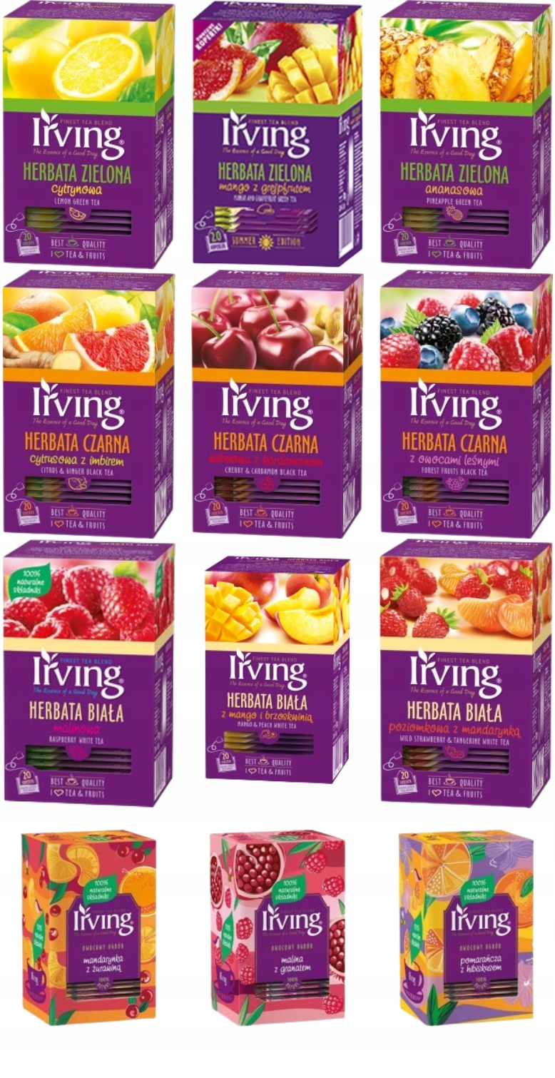 Irving sada 240 sáčků MIX 12 příchutí Ovocné, Černé, Zelené, Bílé