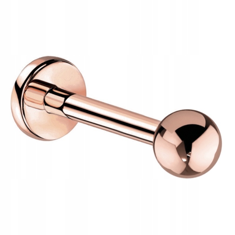 Tytanowy labret rose gold z kulką 1,2/6/3