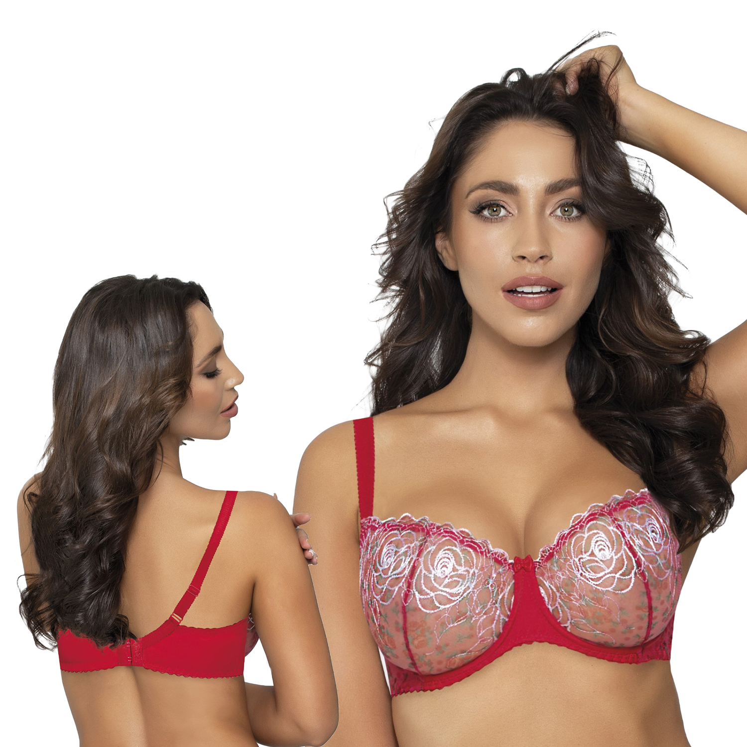 PariPari Candice pink-red krásná výšivka červená Podprsenka Měkká 65D
