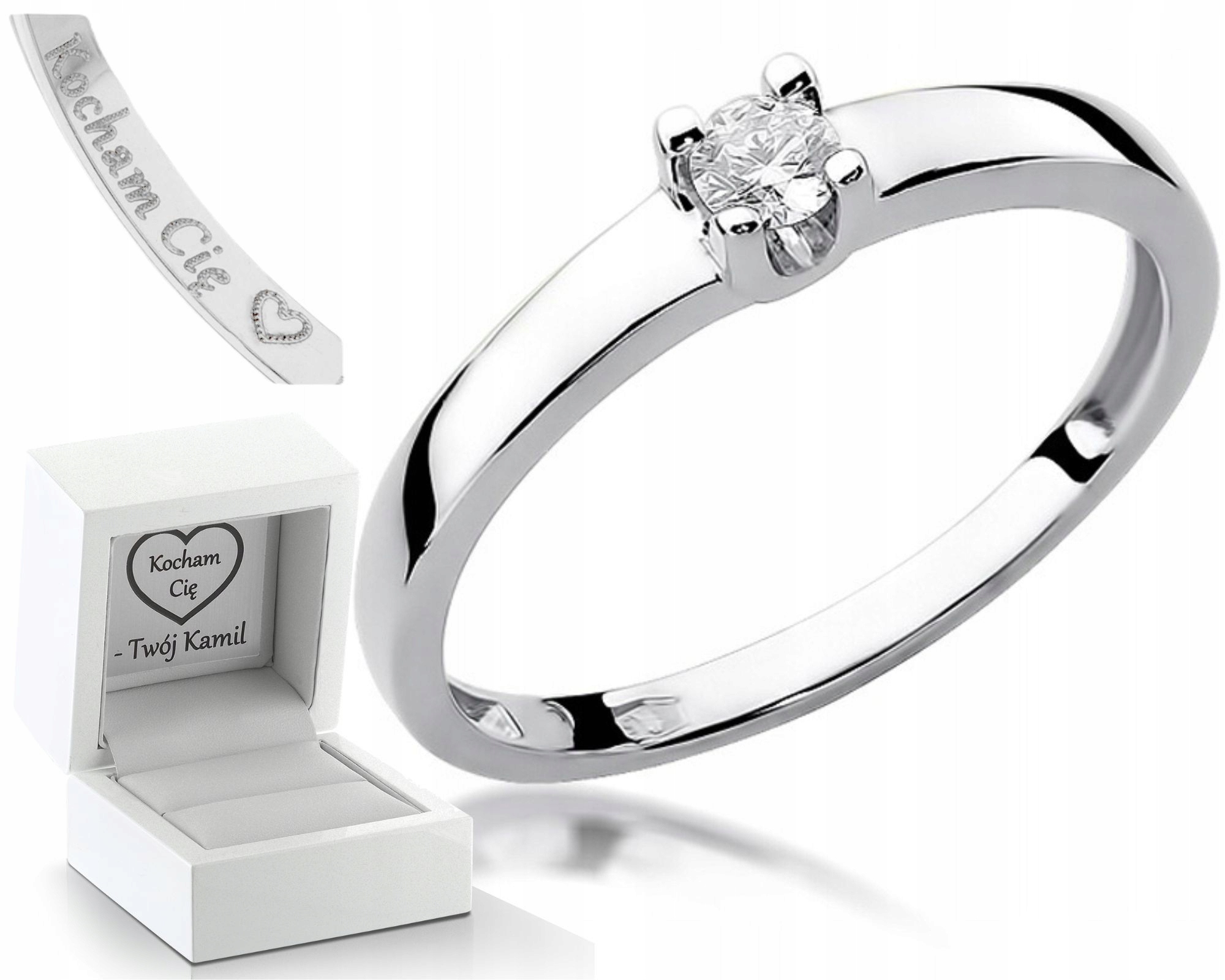 Prstýnek Bílé Zlato Briliant 585 Gravírování Bonus Zlato