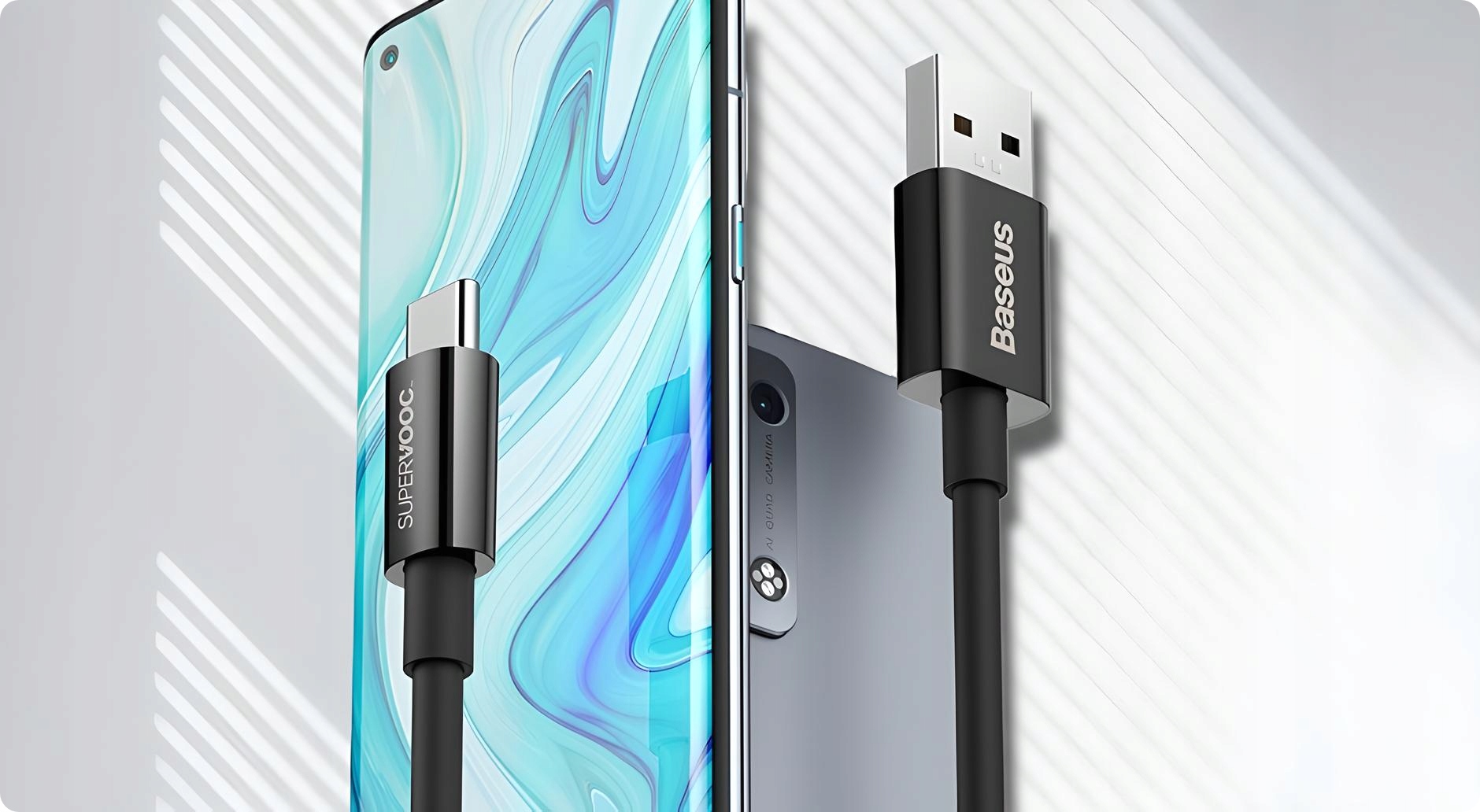 BASEUS MOCNY PRZEWÓD KABEL USB TYPE-C USB-C 65W SUPERVOOC DO OPPO REALME Długość przewodu 2 m