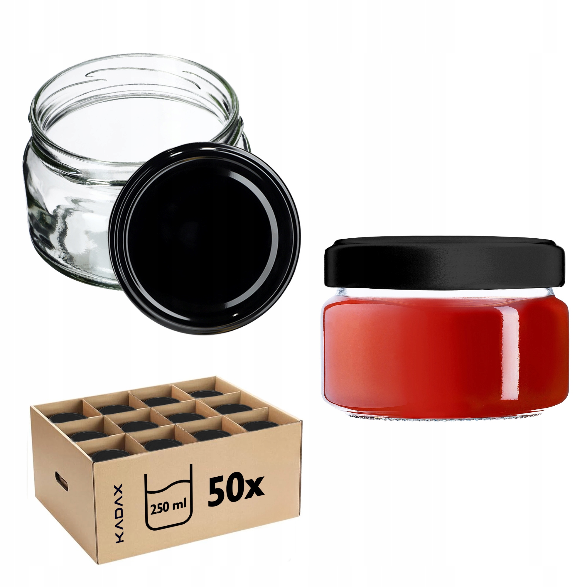 50 x Zavařovací Sklenice Na Zavařeniny 250 ml Víčko FI82 Med