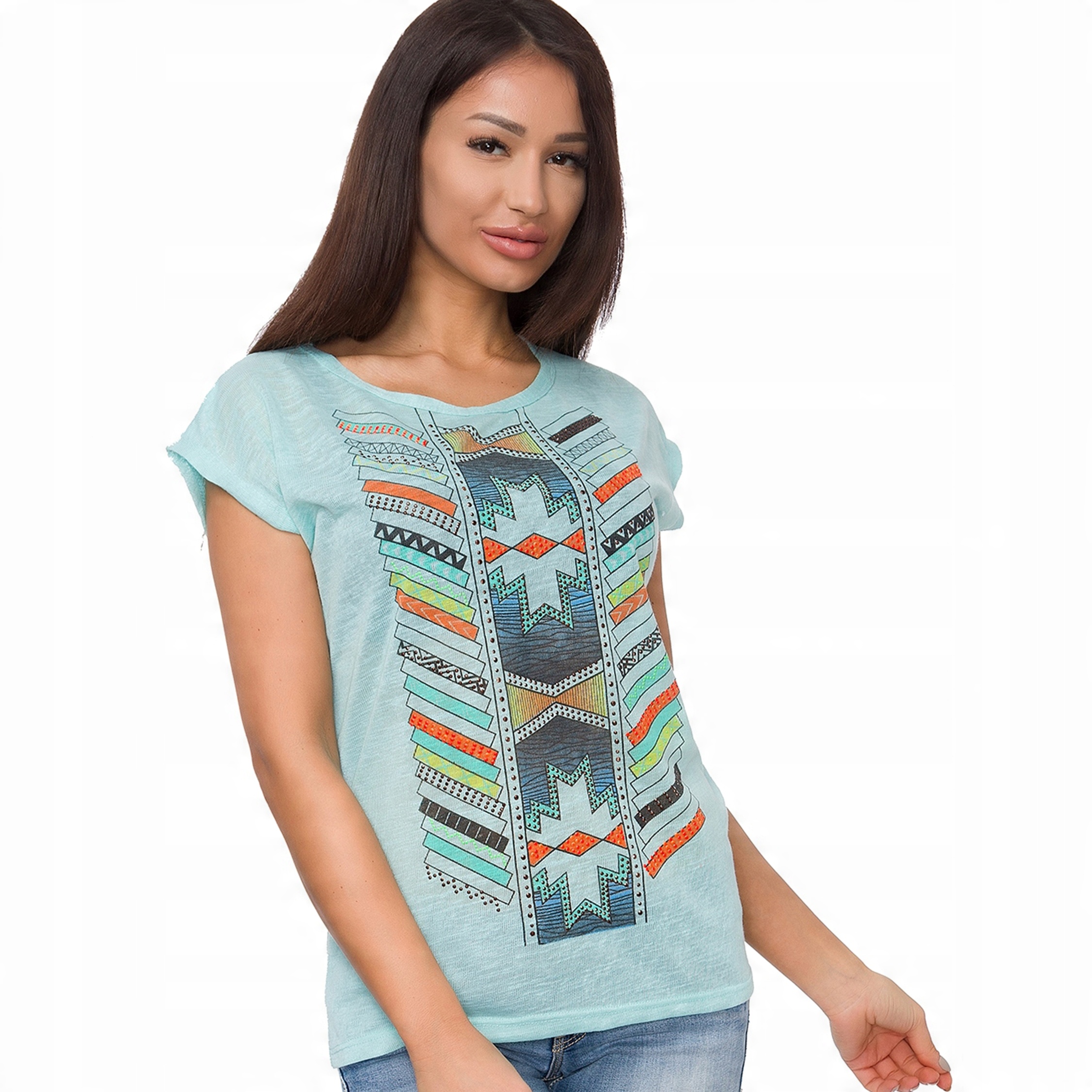 

265 _letnia Przewiewna Bluzka Aztecki Print