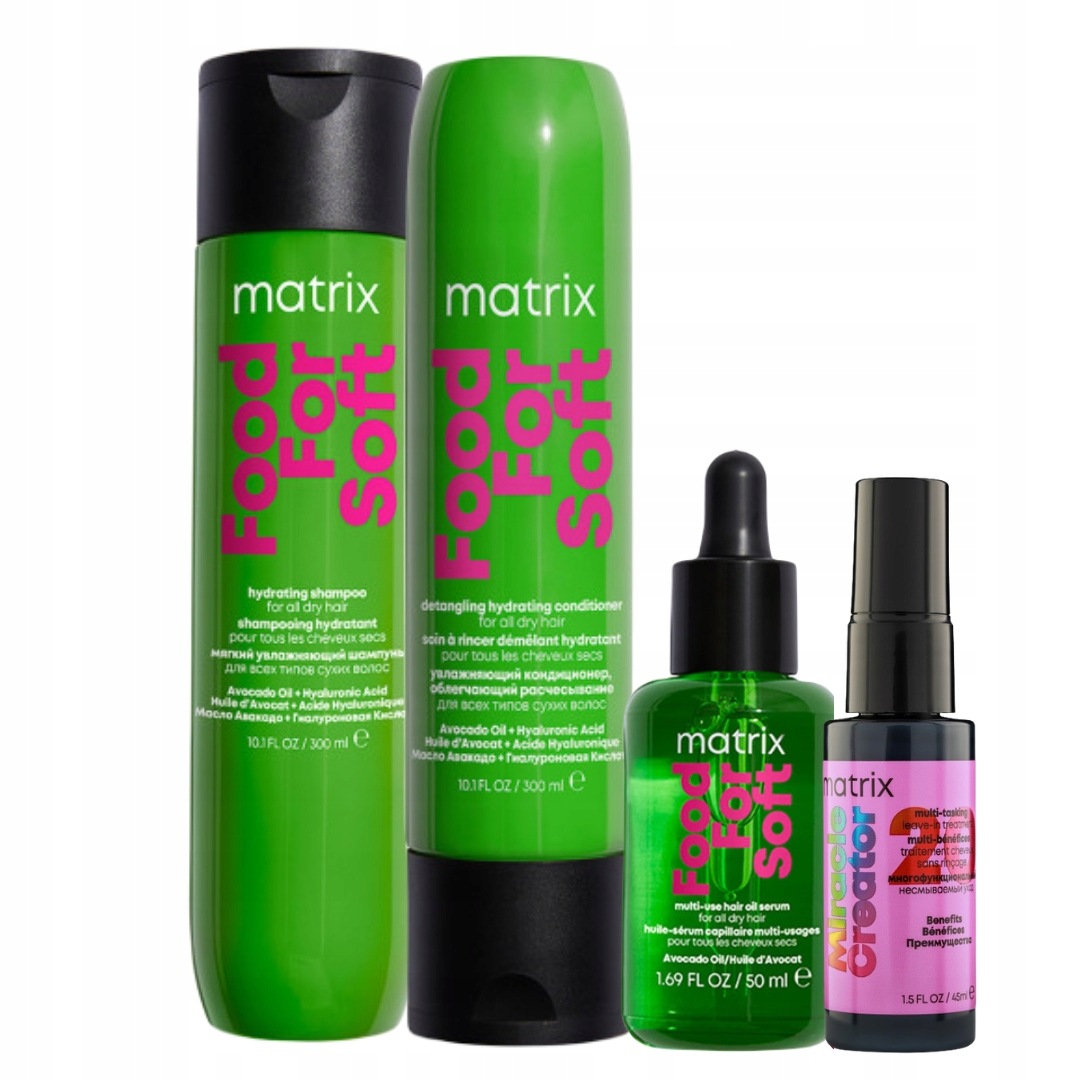 Matrix Food For Soft szampon do włosów suchych, odżywka, olejek