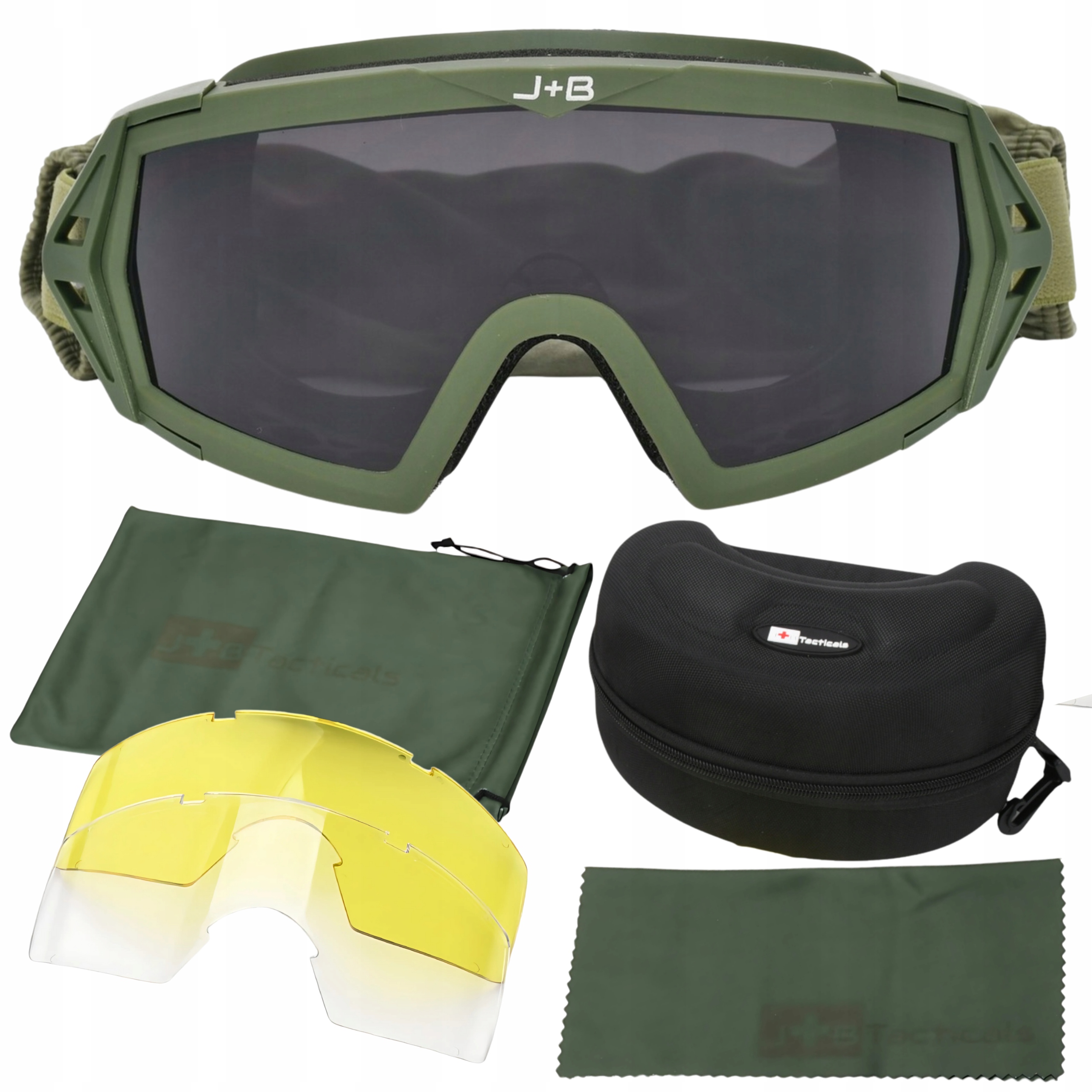 Google Taktické Vojenské Zelené Uv Vyměnitelné Rychlé Antifogové Pouzdro Sada Pouzdro