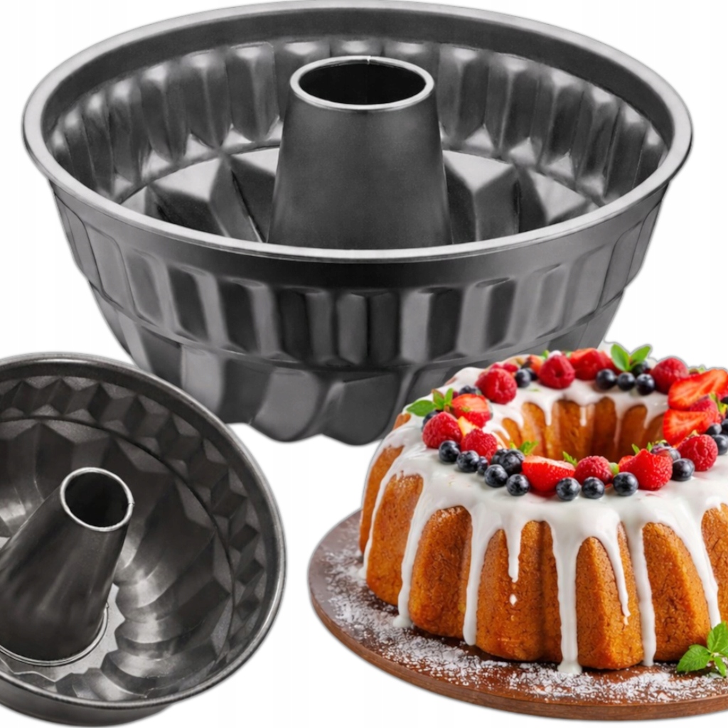 FORMA DO BABKI Z KOMINEM TULEJĄ FOREMKA BLACHA DO PIECZENIA NIEPRZYWIERALNA