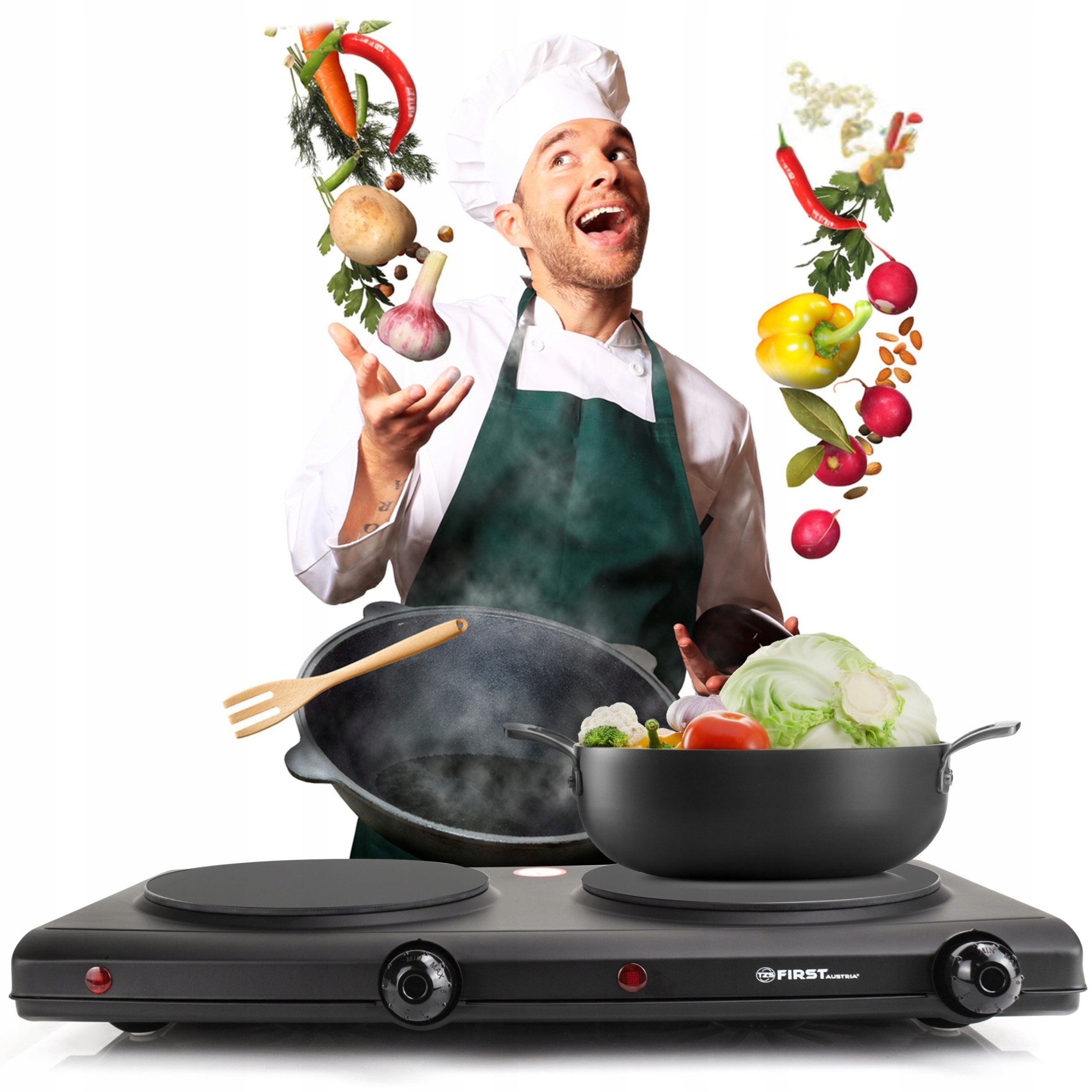 Dvojplatničkový keramický sporák First Austria 2500 W, prenosný, tichý, ľahký