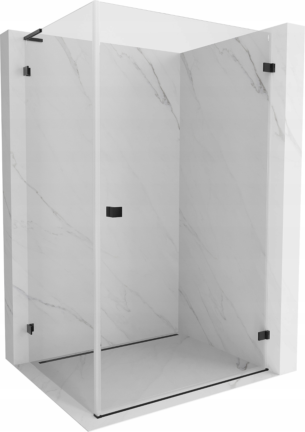 Sprchový kout Mexen Lunar-B L 80x70 cm, černý, pravý, transparentní