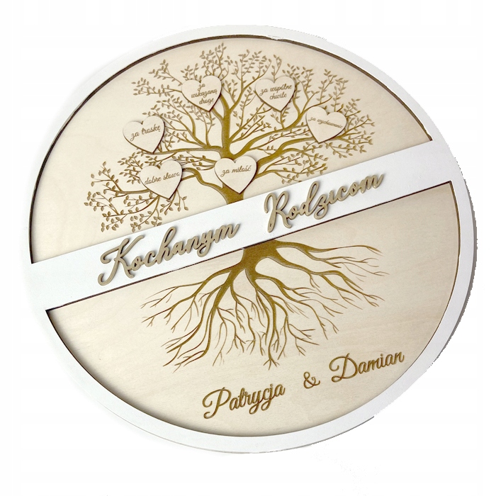 KÖSZÖNET A SZÜLŐKNEK 3D FA ESKÜVŐI AJÁNDÉK