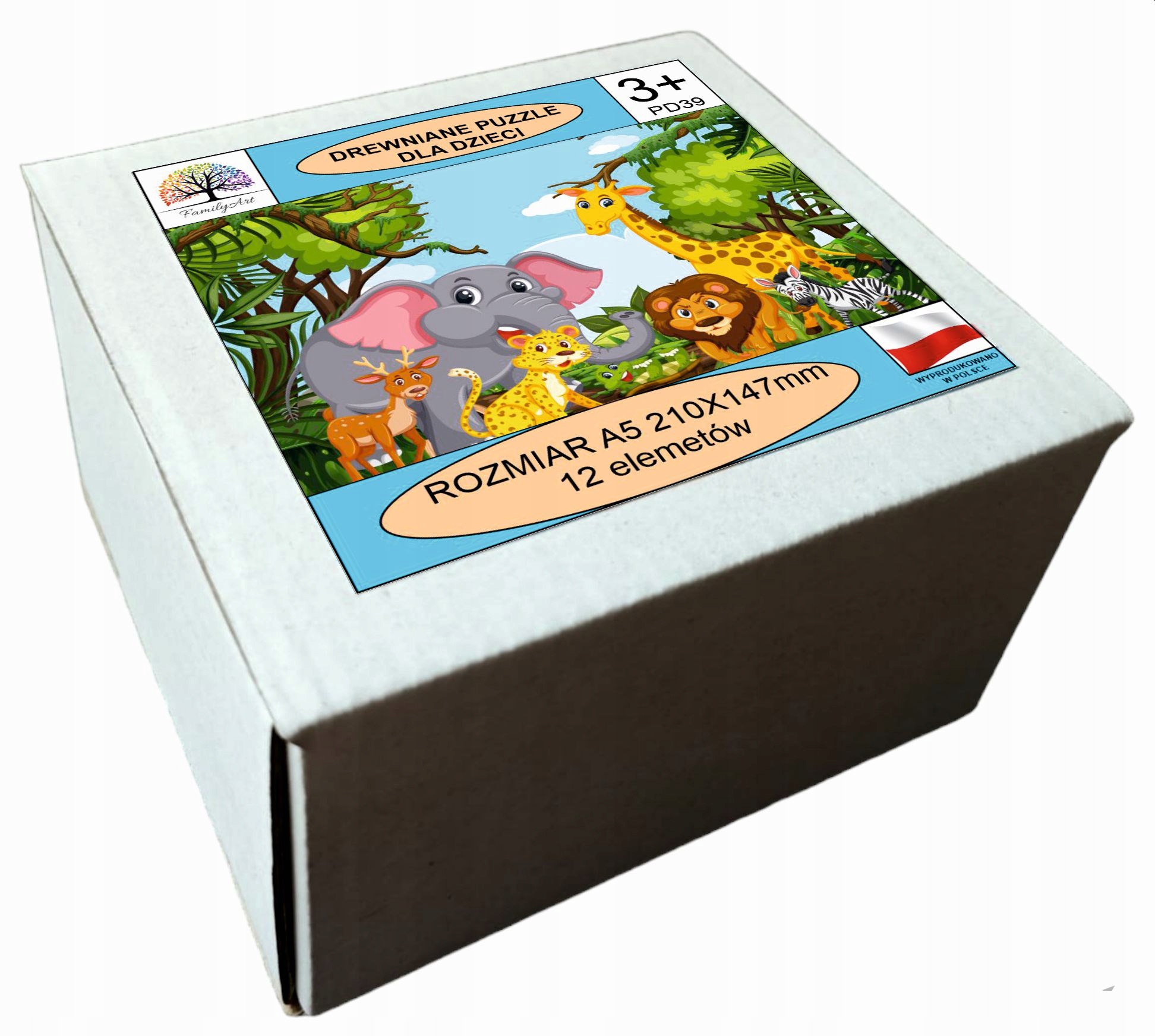 PREZENT NA ŚWIĘTA DLA DZIECKA PUZZLE DREWNIANE EDUKACYJNE 12 ELEMENTÓW Kod producenta PD39