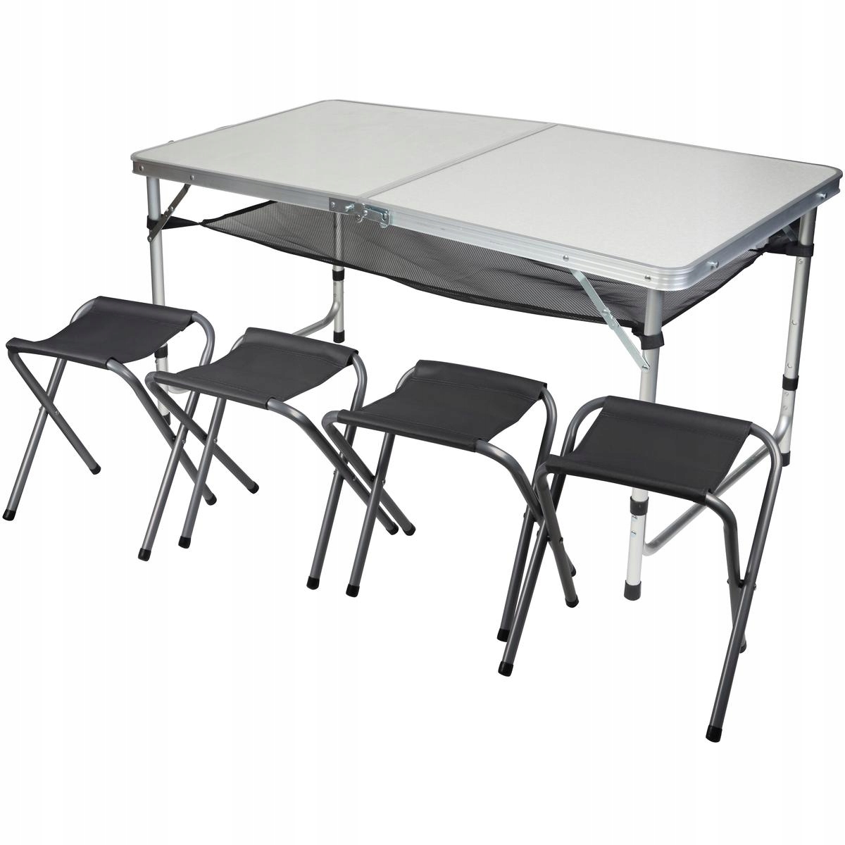 Turistický set Skládací stůl 120x60 Stůl 4 Kempingové židle Kufr