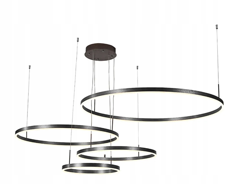 LAMPA WISZĄCA RING CZARNA 100/80/60/40 ANTRESOLA + Pilot