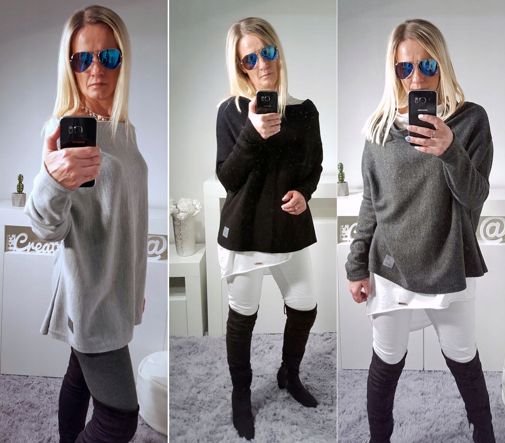 

Sweterek Oversize Tunika Sweter Wool Odkryte Ramię