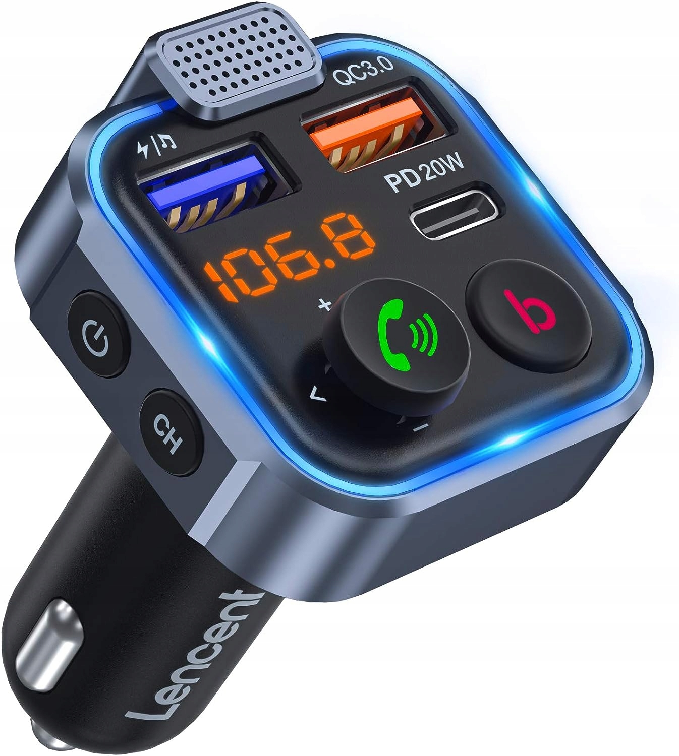 Bluetooth Fm vysílač V5.3 Rádio do auta s hlubokými basy