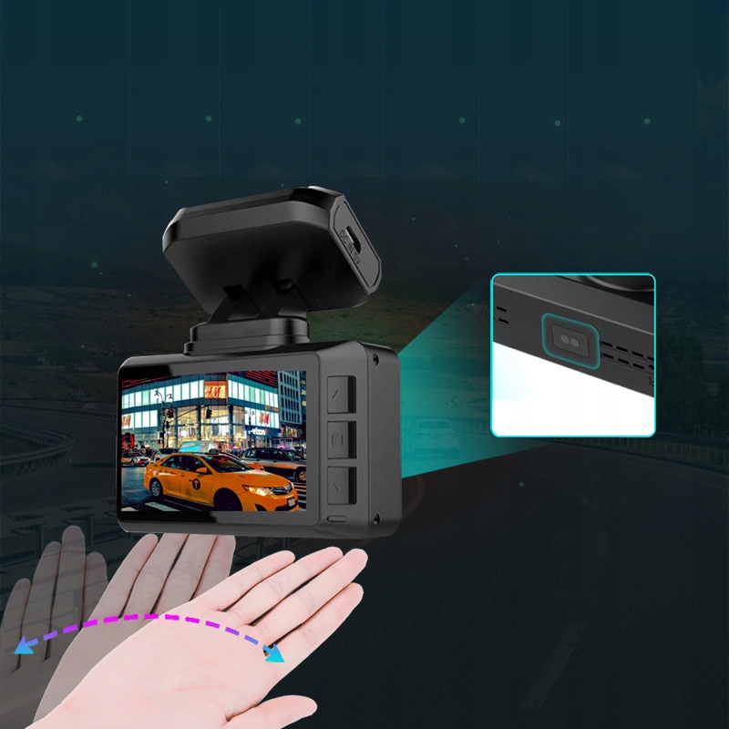 Wideorejestrator T8 DUO GPS WIFI 4K PRZOD TYL Additional Features camera automatic start motion sensor shock sensor two cameras reversing camera HDR WDR H 264 codec sound recording display