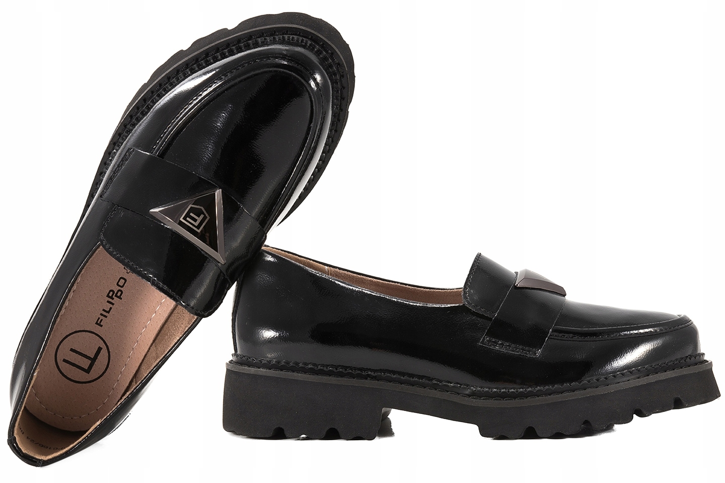 Filippo DP6166 Dámské Polobotky Mokasíny Kožené Laky černé 40