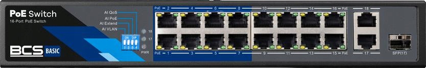 Switch PoE Bcs Basic BCS-B-SP1602G-1SFP