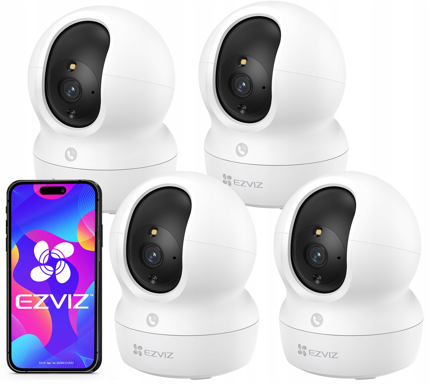 4x WiFi kamera Ezviz CP1 Pro 4MPx 2K+ Otočná audio pestúnka AutoTracking