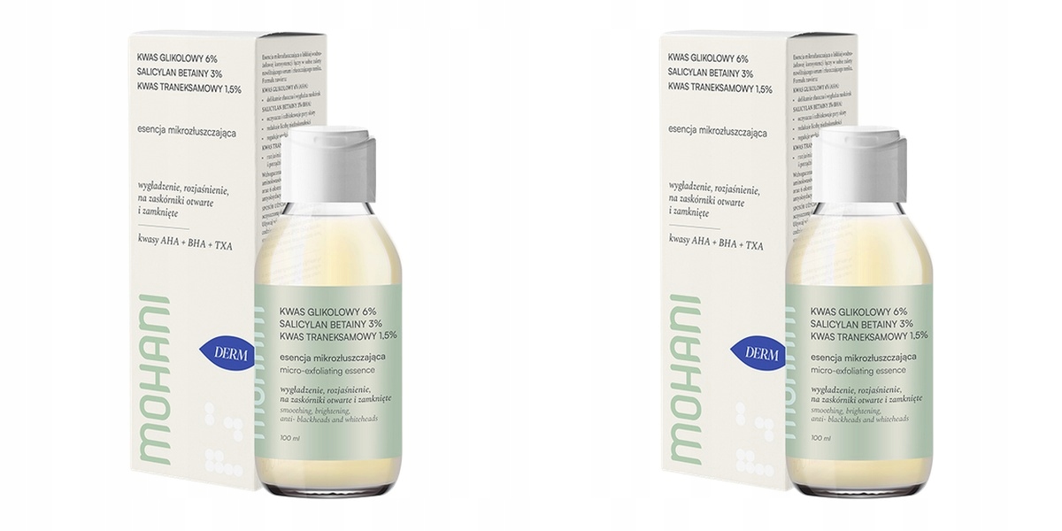 2x Mohani Rozjasňující mikroexfoliační esence zužující póry 100 ml