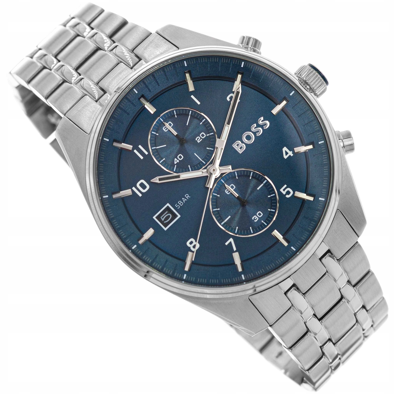 Pánské Hodinky Hugo Boss 1514216 Skytraveller Datumovka Stříbrný Náramek