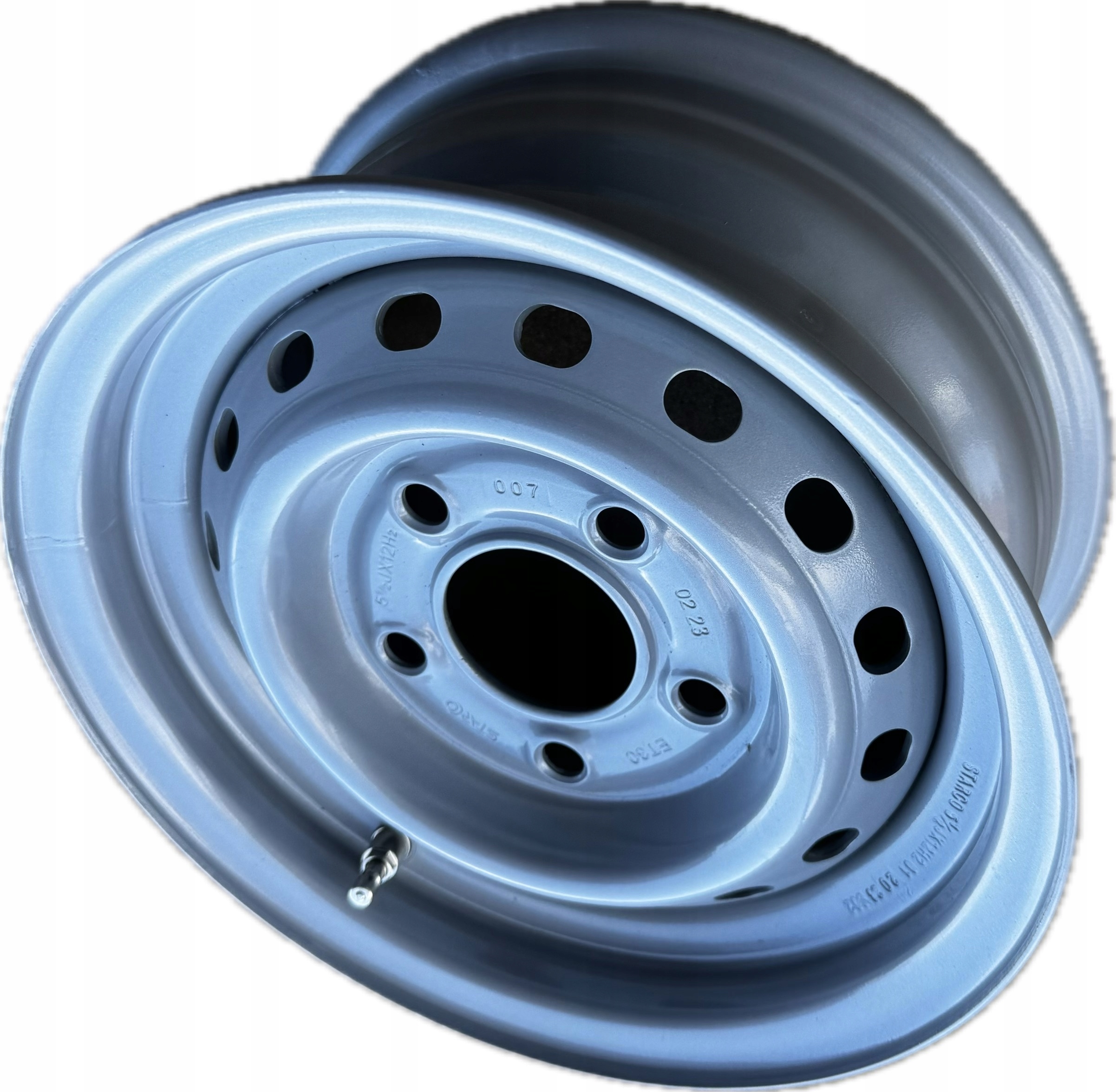 Nový ocelový ráfek 12" 5x112 66,5 mm R12 5,5J stříbrný pro karavany