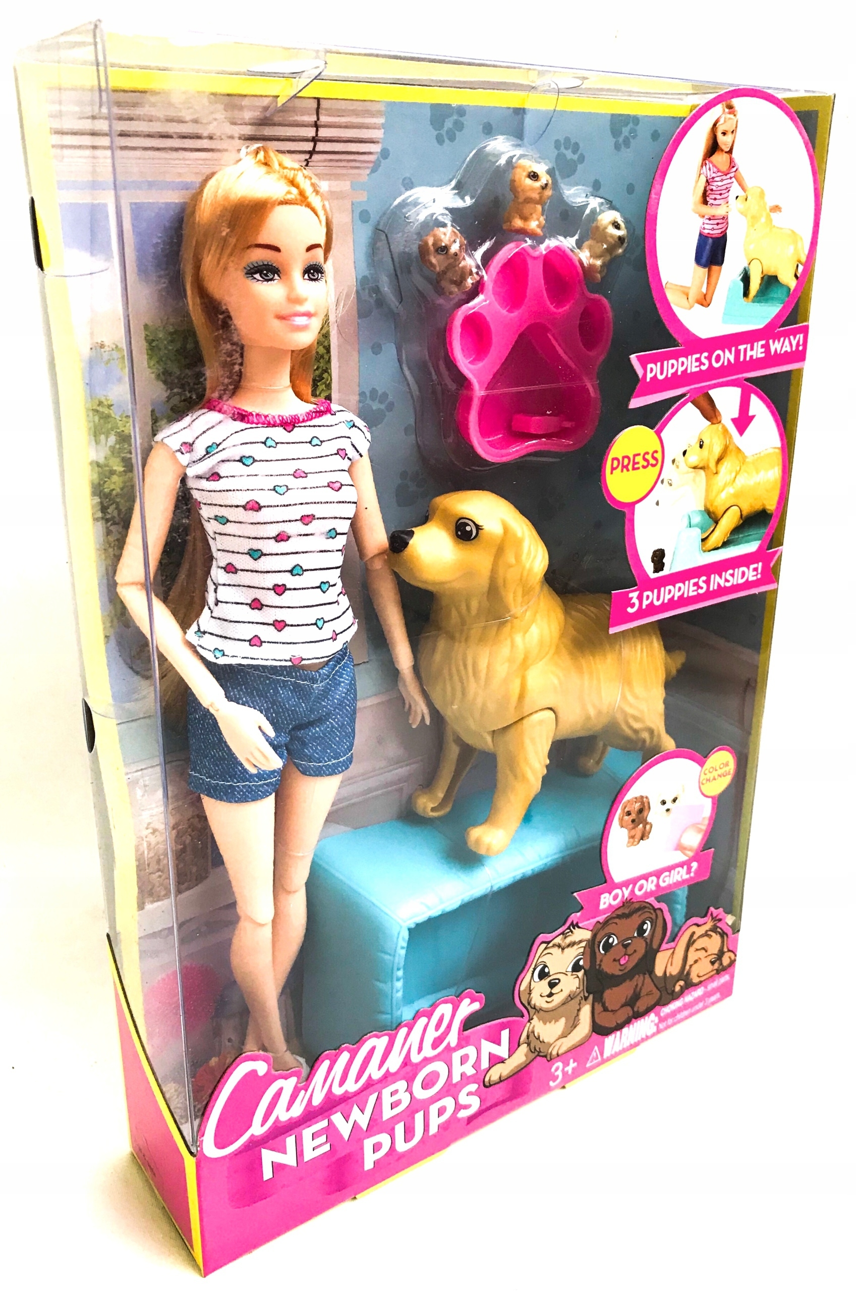 

Zestaw Lalka Pies Rodzący Szczeniaczki Piesek