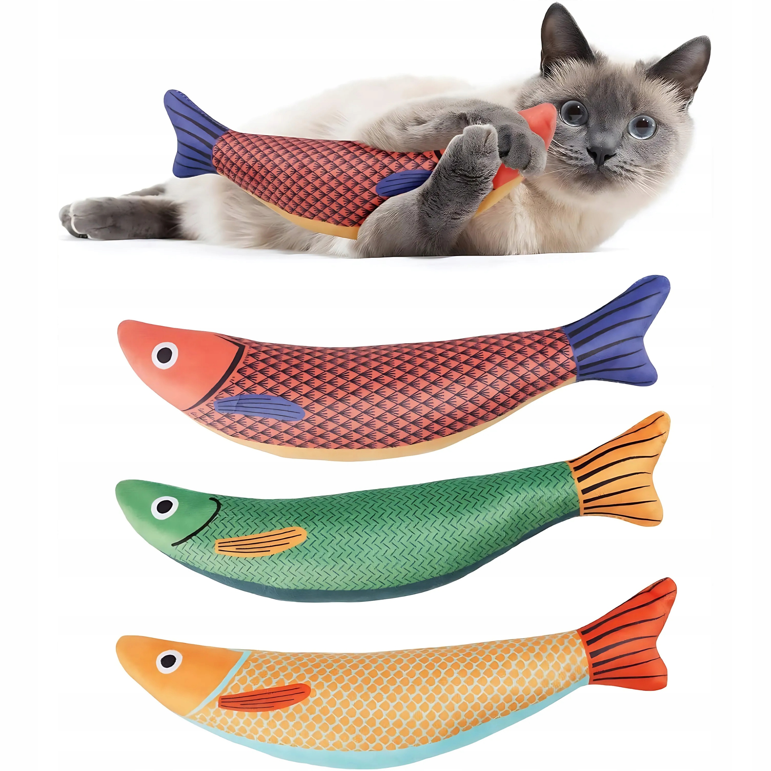 Levně Plyšová Hračka Pro Kočky Koťátko Ve Tvaru Ryby 3 Kusy Zábava