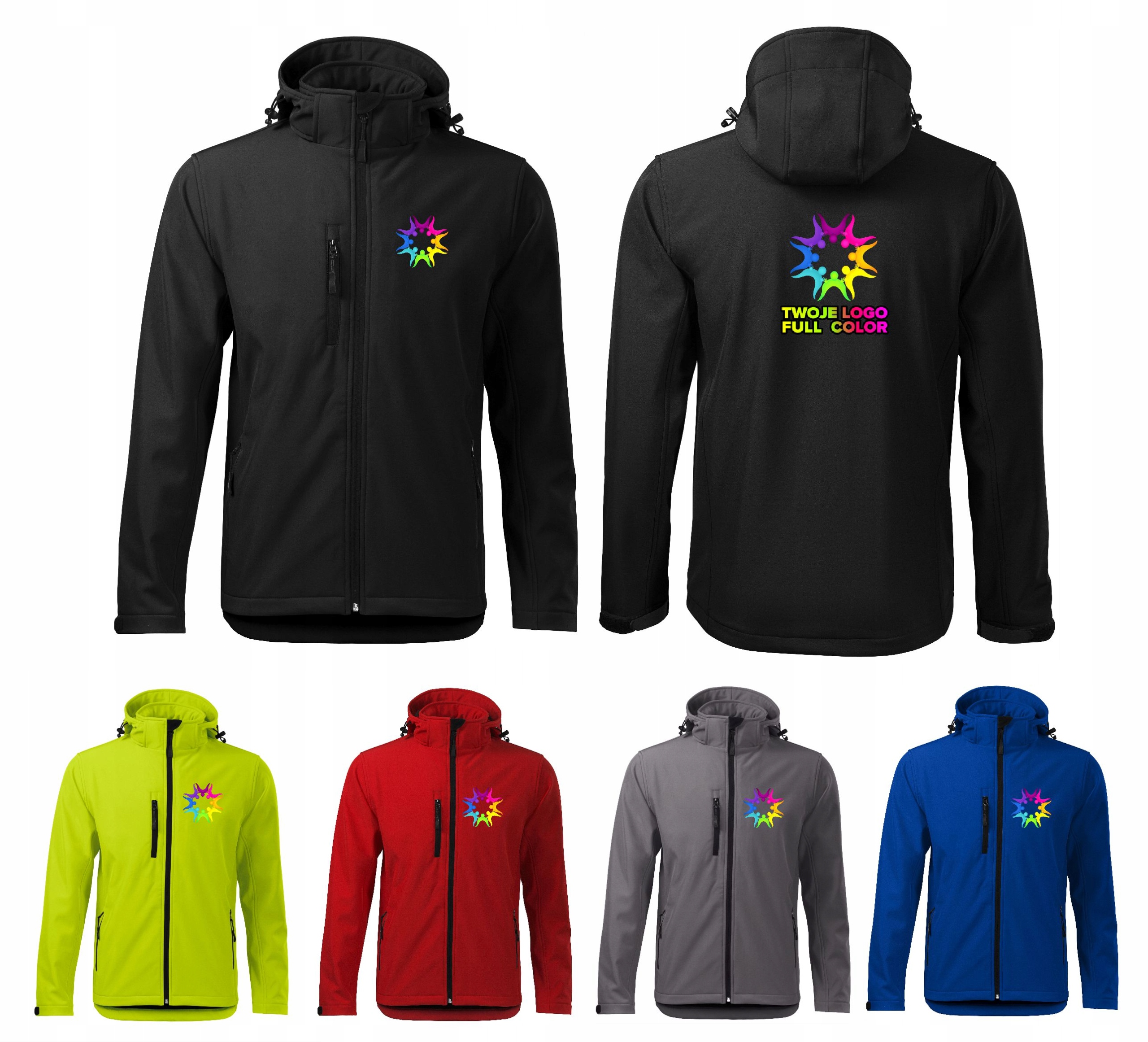 Kurtka SOFTSHELL z logo firmy nadruk FULL KOLOR
