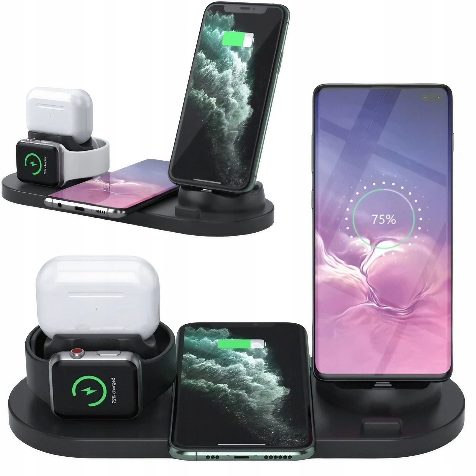 Ładowarka Indukcyjna 6W1 Do Iphone 12 13 14 15 16 17 Apple Watch Airpods