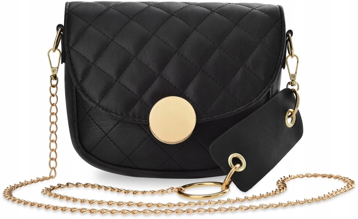 Mała TOREBKA Listonoszka PIKOWANA Chanelka CZARNA Damska NA RAMIĘ Łańcuszek Marka inna