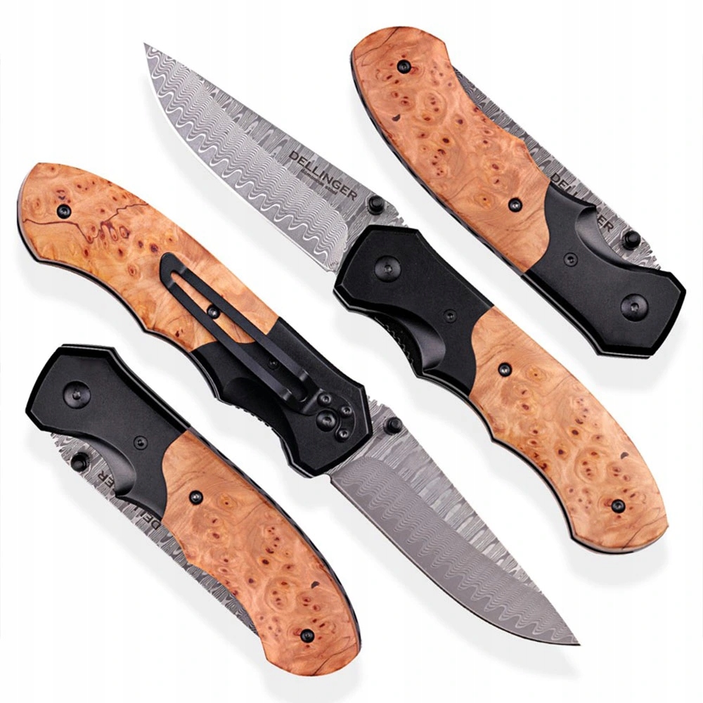 Lovecký zavírací damaškový nůž Dellinger Hunter Poplar Burl