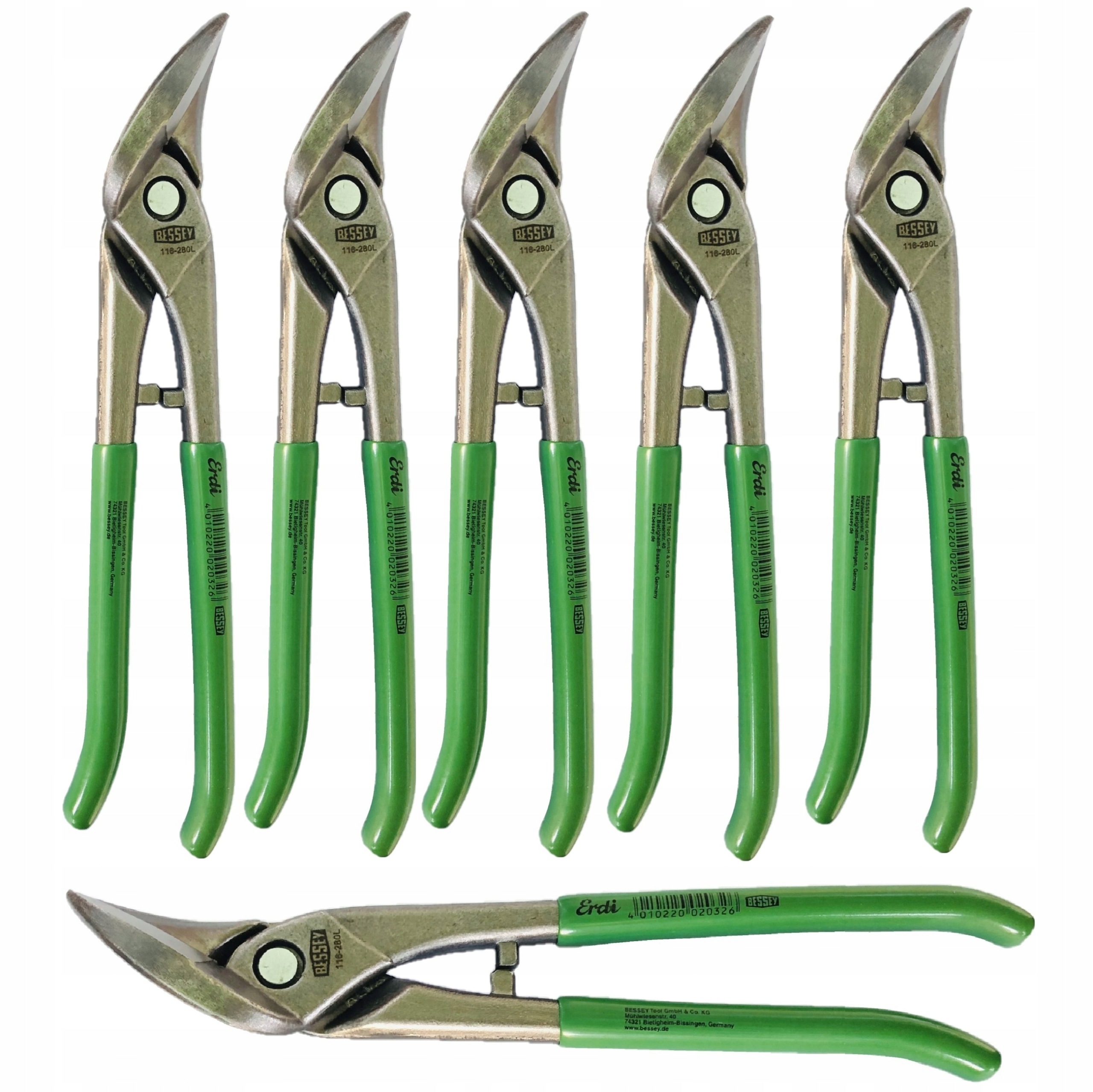 Erdi Bessey Nożyce do cięcia blachy 280 mm Ideal Lewe 5 szt.