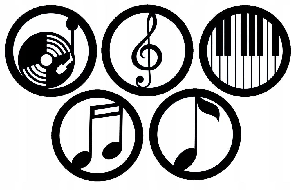 Ažurový Obraz Nástěnná Dekorace 3D L panel v kruhu hudební noty 5x fi 40 cm