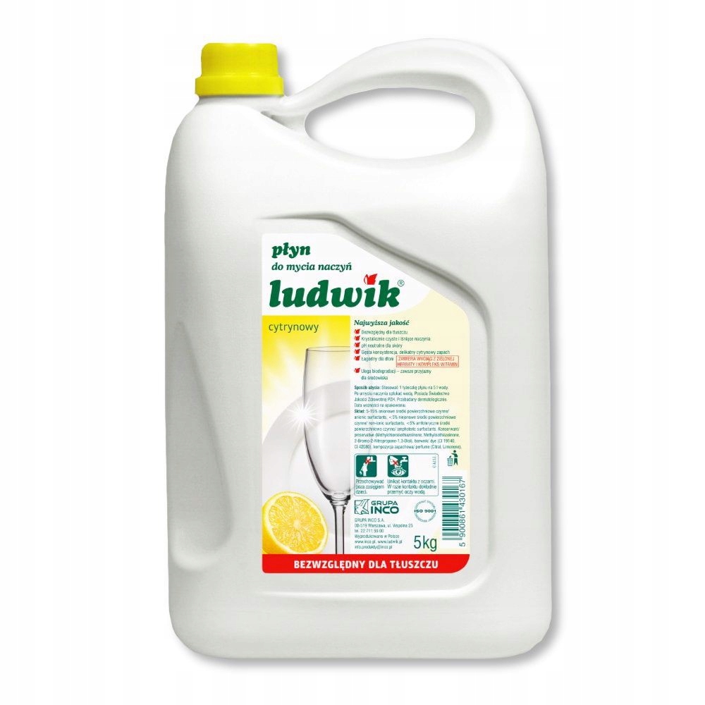 Levně Ludwik Tekutý přípravek na nádobí 5 L Citron