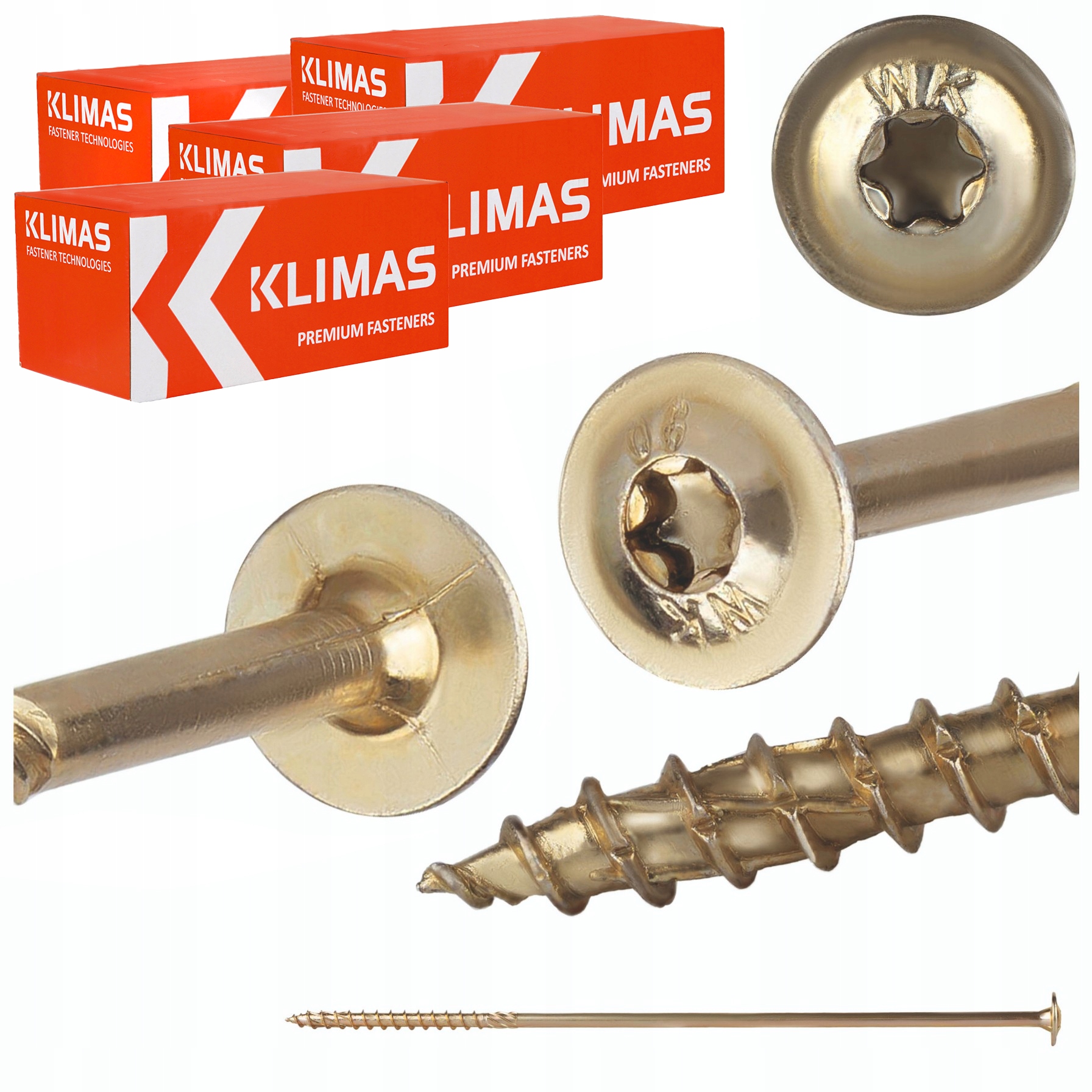 Tesárske skrutky Torx 8x300 mm 200 ks tanierové na drevo Klimas Wkcp