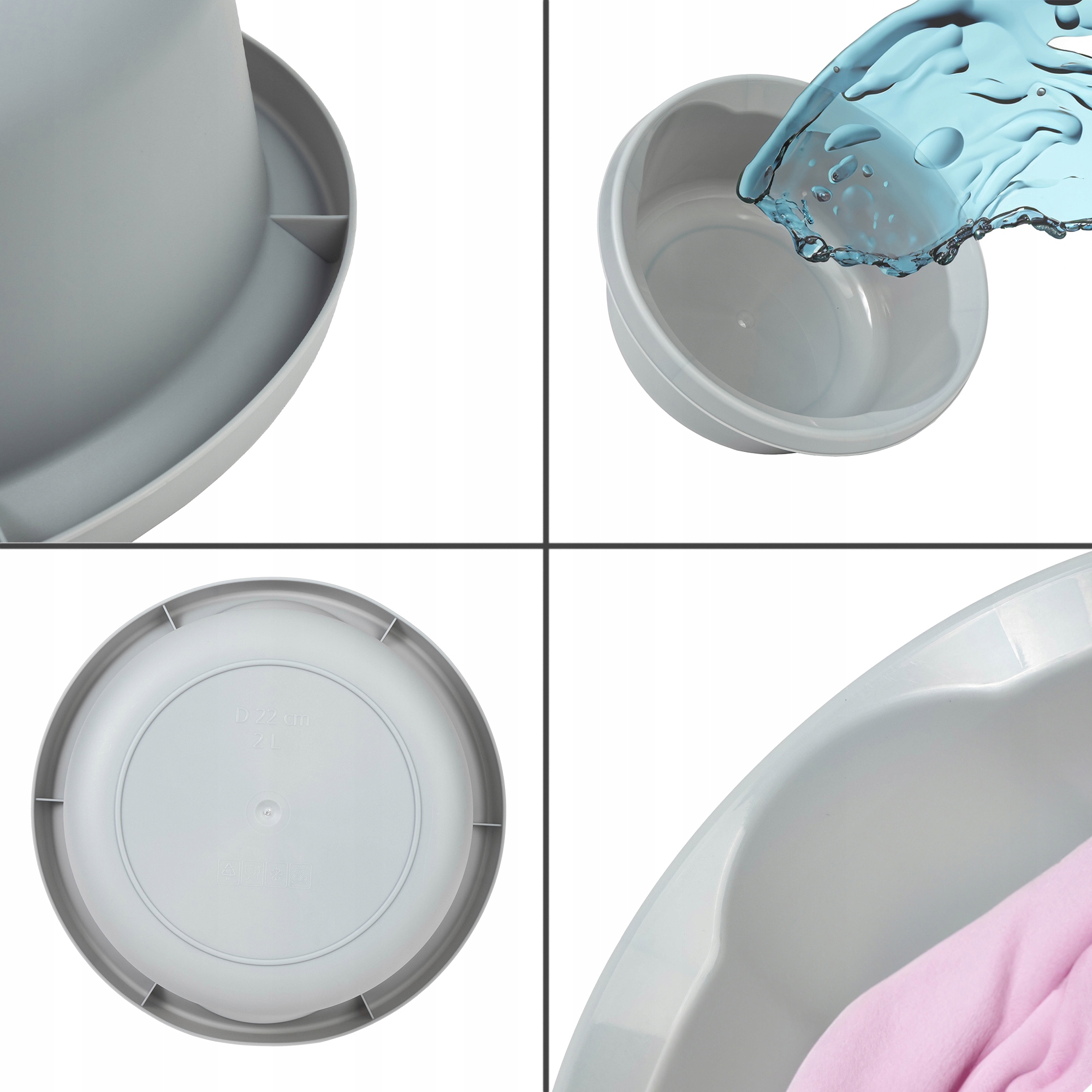 MISKA PLASTIKOWA 20L OKRĄGŁA NA PRANIE SZARA Kształt okrągły