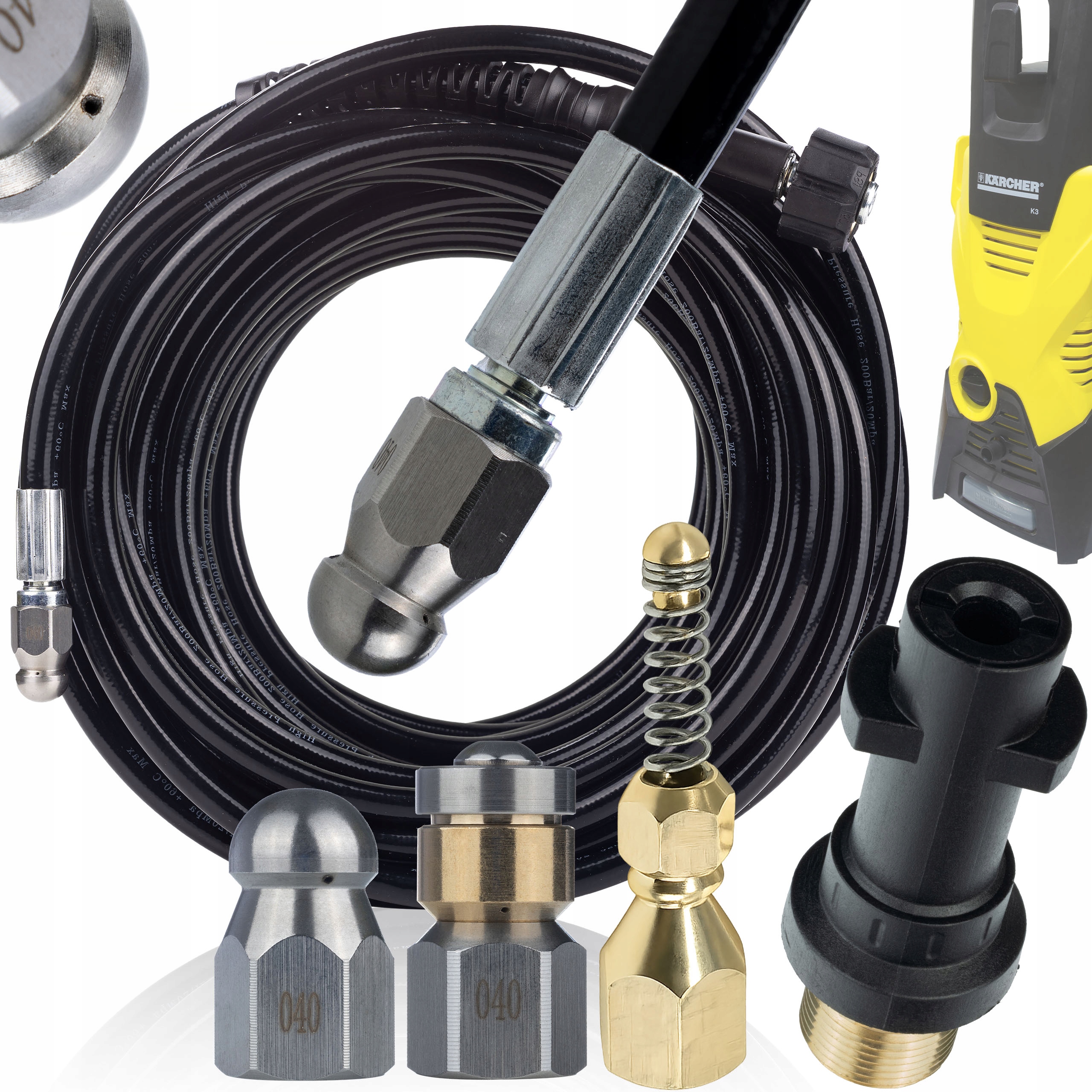 Zestaw Wąż Do Czyszczenia Kanalizacji Z 3 Dyszami Karcher Bayonet K2-K7 Hds