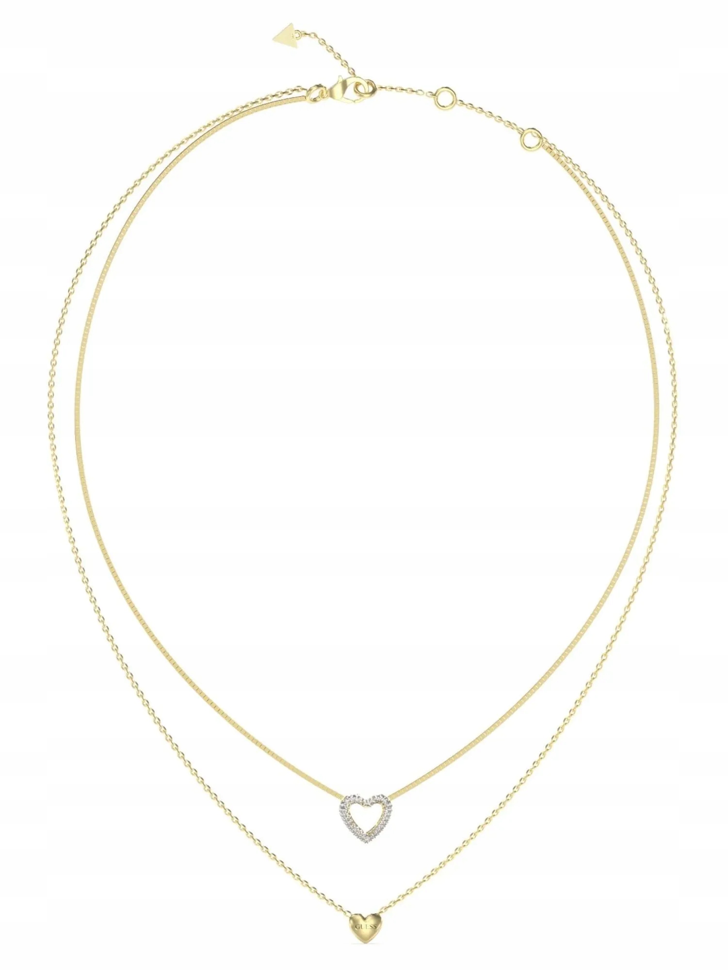 Guess Beloved zlatý dvojitý náhrdelník srdce JUBN05026JW