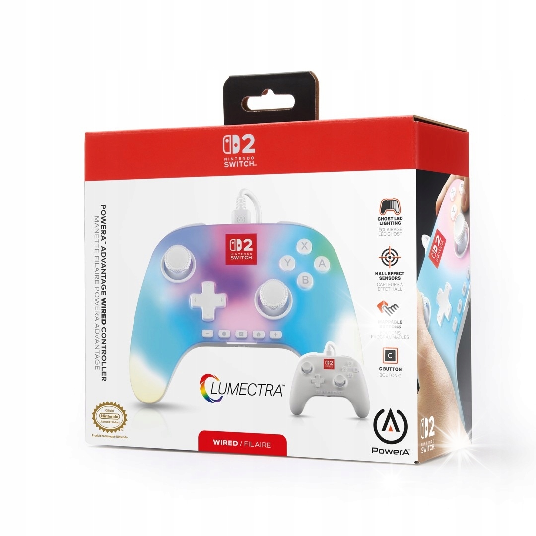 PowerA SWITCH2 Pad przewodowy Advantage Lumectra biały do SWITCH 2
