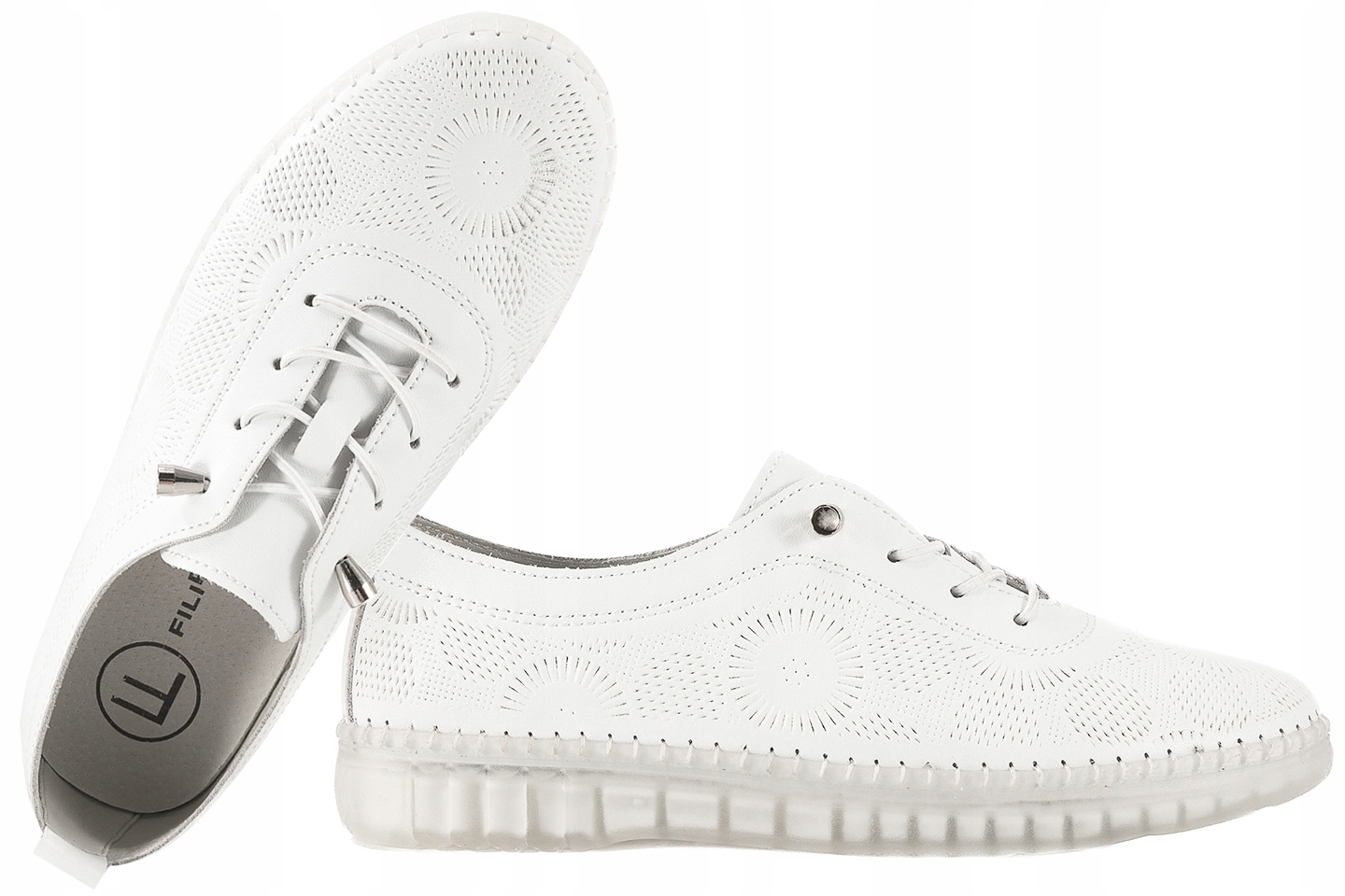 Filippo DP7810 Ažurové Kožené Dámské Polobotky Casual bílé Bílá 40