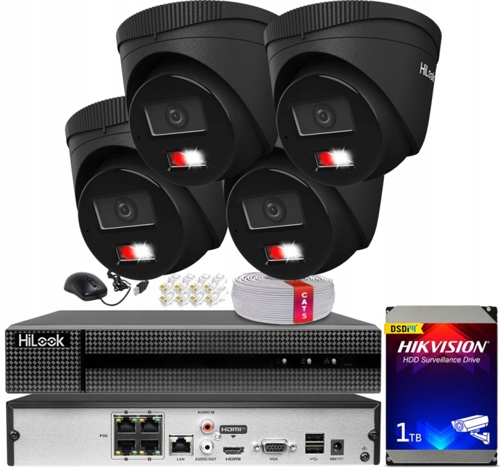 Venkovní monitorování Ip 4 kamery 6MPx IPC-T260HA-LU Black PoE rekordér